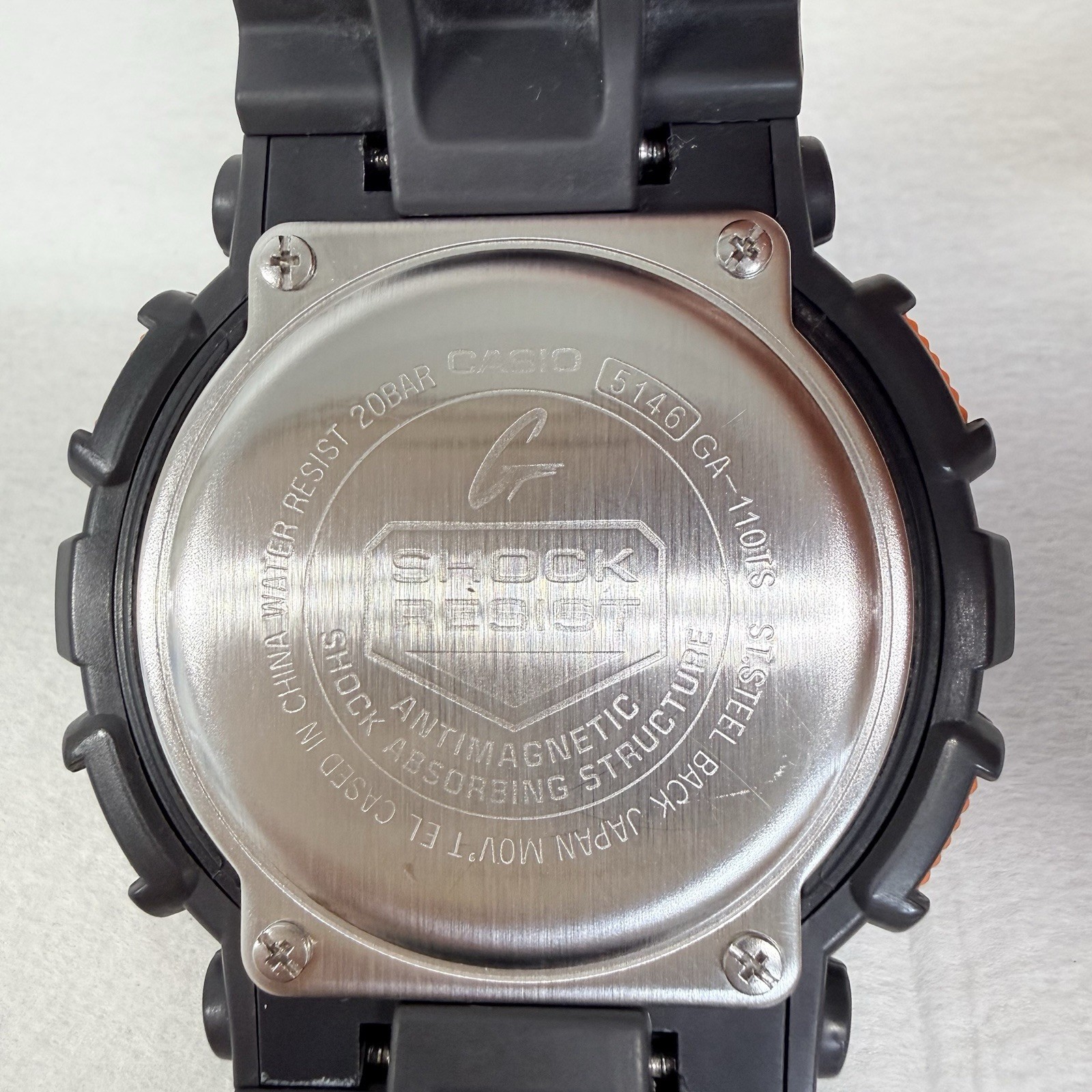 Casio G-Shock GA-110TS-1A4 Gray Orange Cleaned New Battery Near Mint Watch 5146
