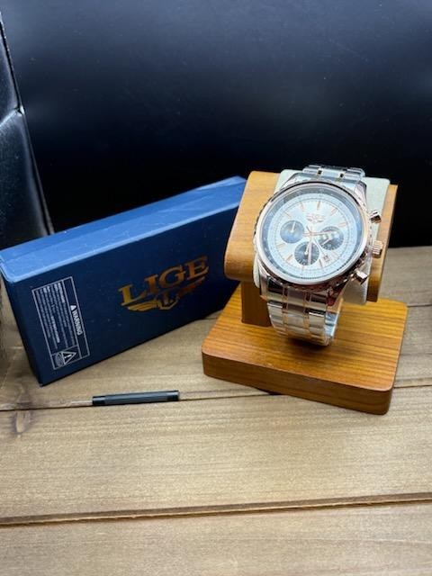 LIGE Men Watch Quartz Date Luminous Chronograph Waterproof Stainless Steel Watch