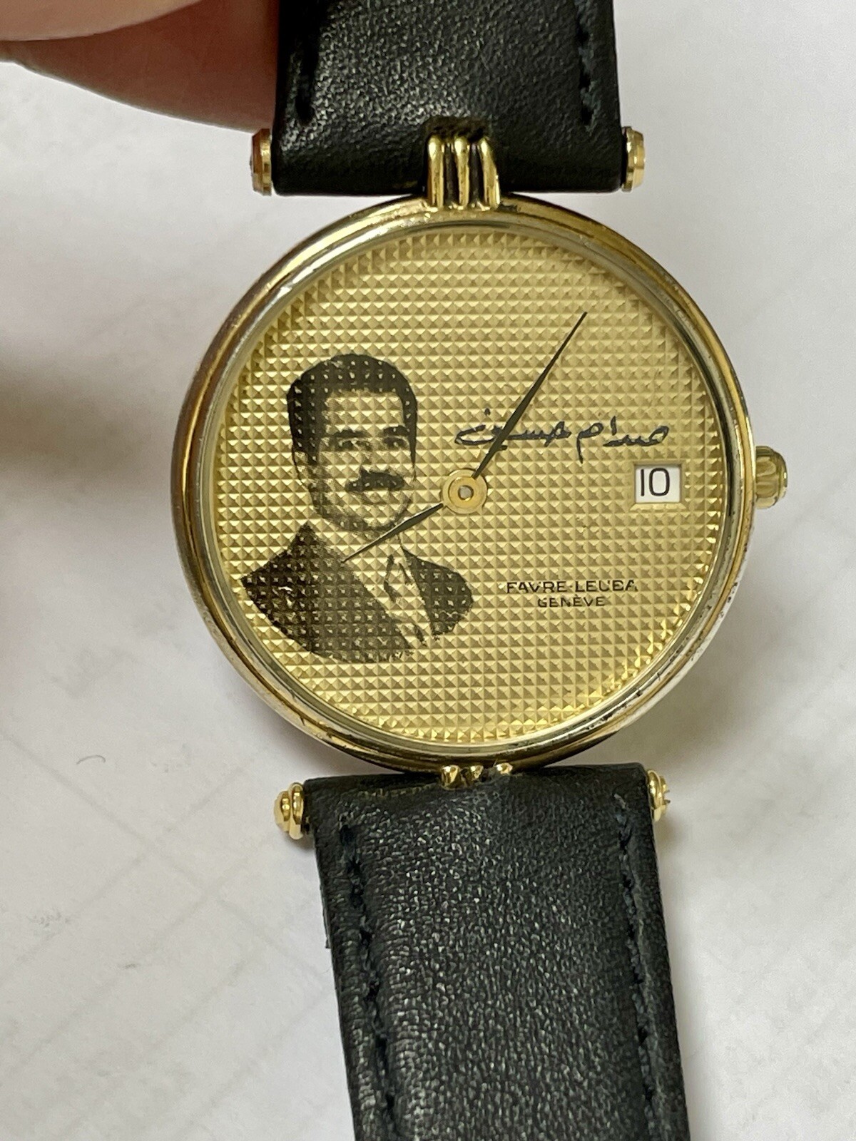 SWISS FAVRE LUBA President Saddam Hussein Iraq Gold Dial 31 Watch R12