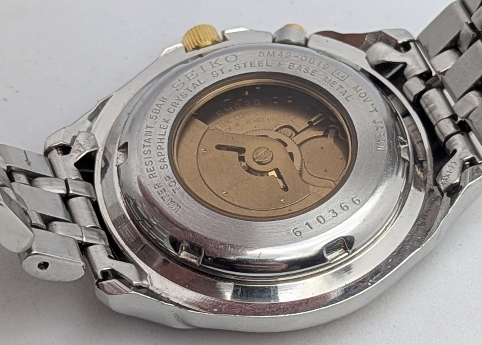 Seiko Kinetic Sports 50 5M43-0B19 Lumibrite Day Date | New Capacitor
