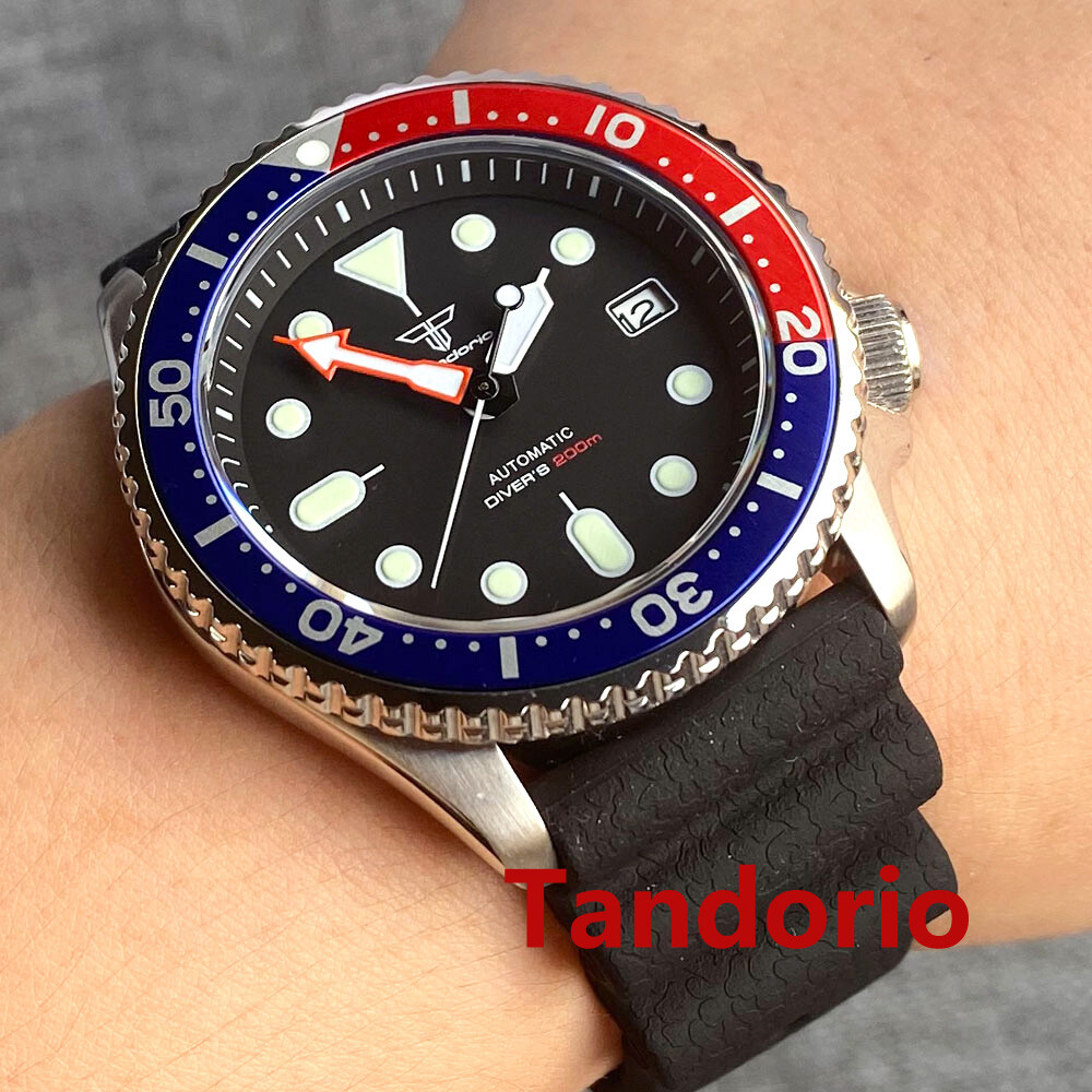 20ATM Diver Tandorio 41mm NH35A Men Watch Sapphire Glass Date Luminous