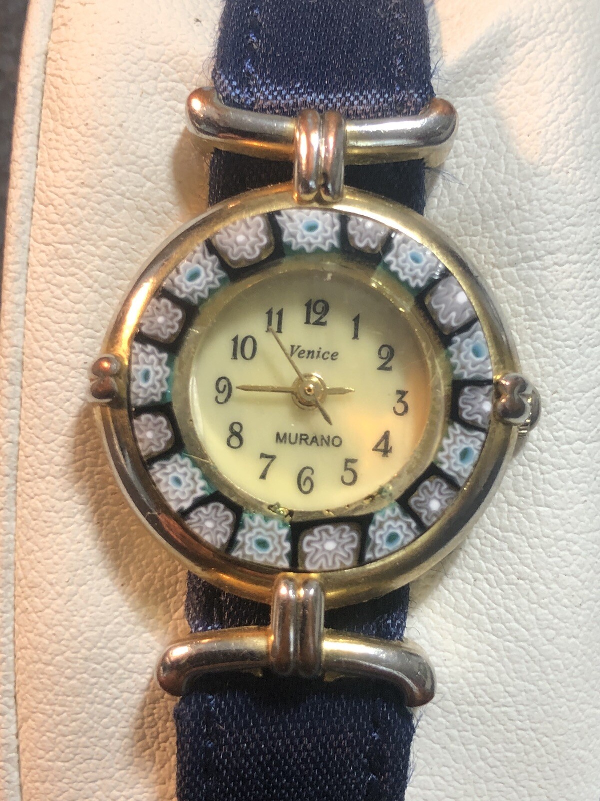 Venice Murano Millefiori Women’s Watch 24mm Navy Blue New Peugeot Band & Battery
