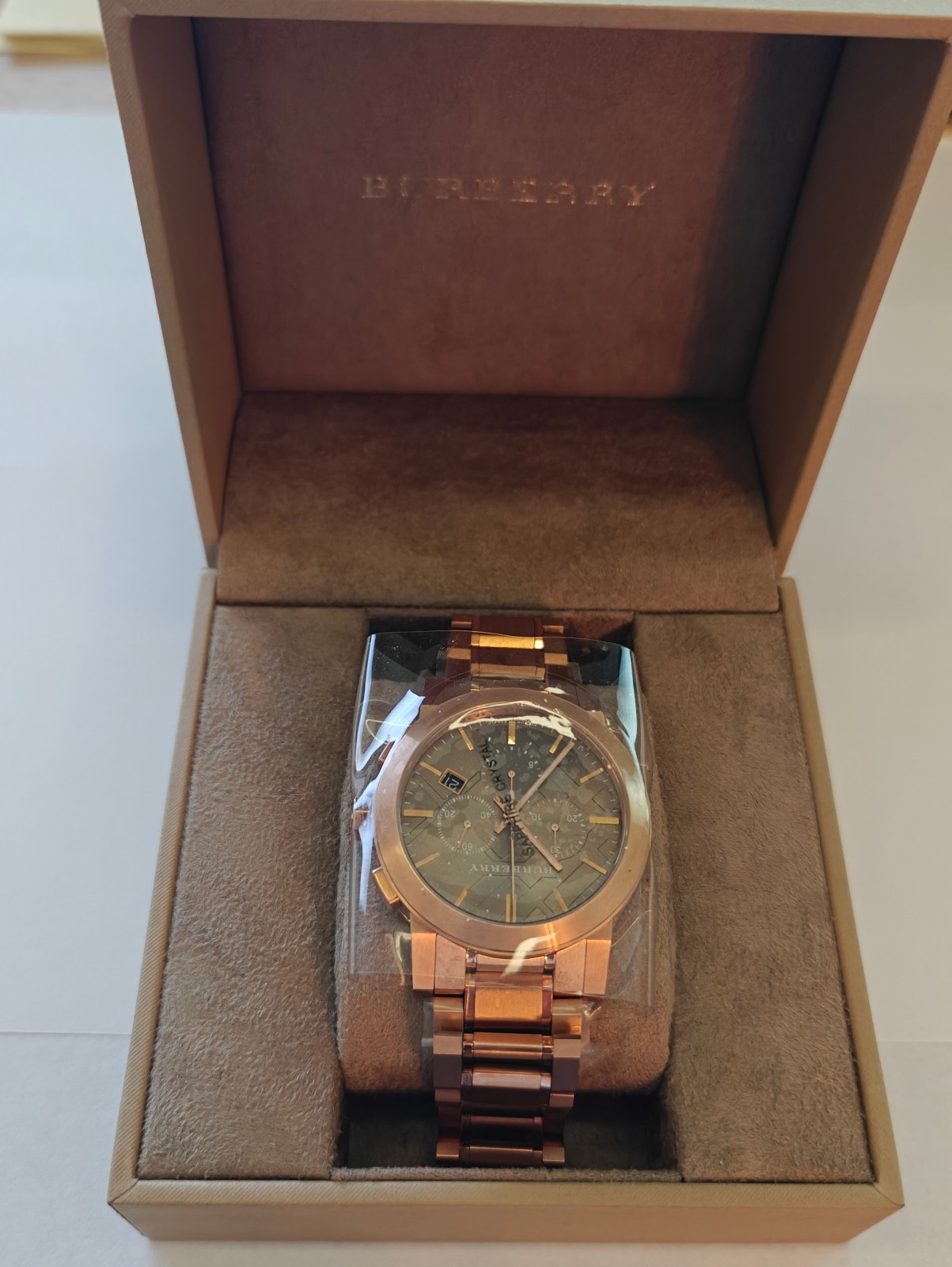 Burberry BU9353 Swiss Made Rose Gold Chronograph Sapphire Watch – New In Box