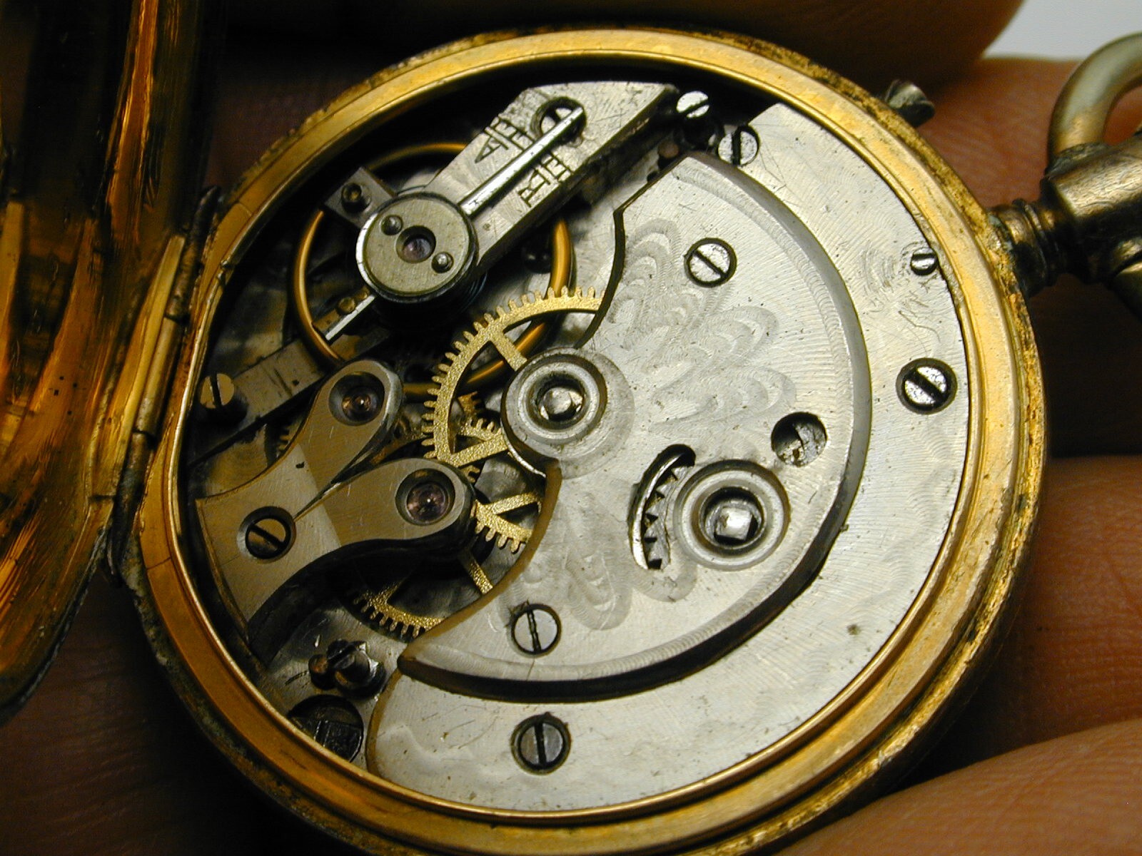 CYLINDER VINTAGE 1880S GOLD FILLED ESCAPEMENT POCKET WATCH, NEED SERVICE