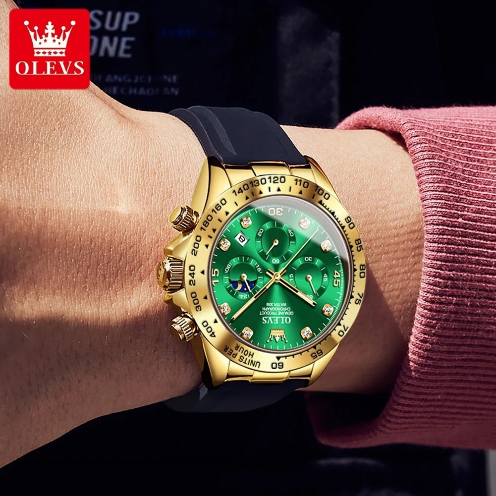 Waterproof Watch OLEVS Men’s Quartz Luxury Luminous Business Date Men Strap