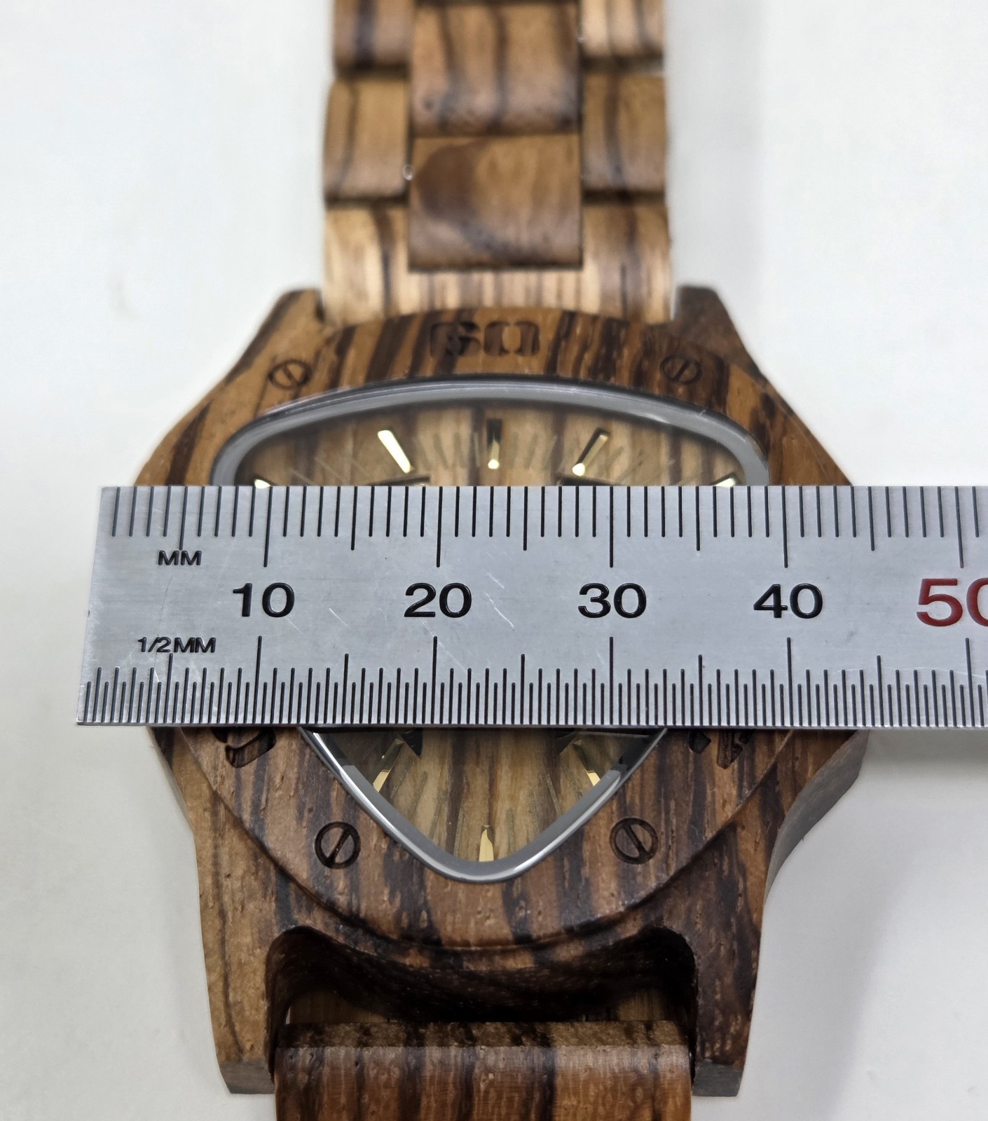 New Dentily Men’s Wooden Skeleton Automatic Mechanical Watch w/ Triangle Dial