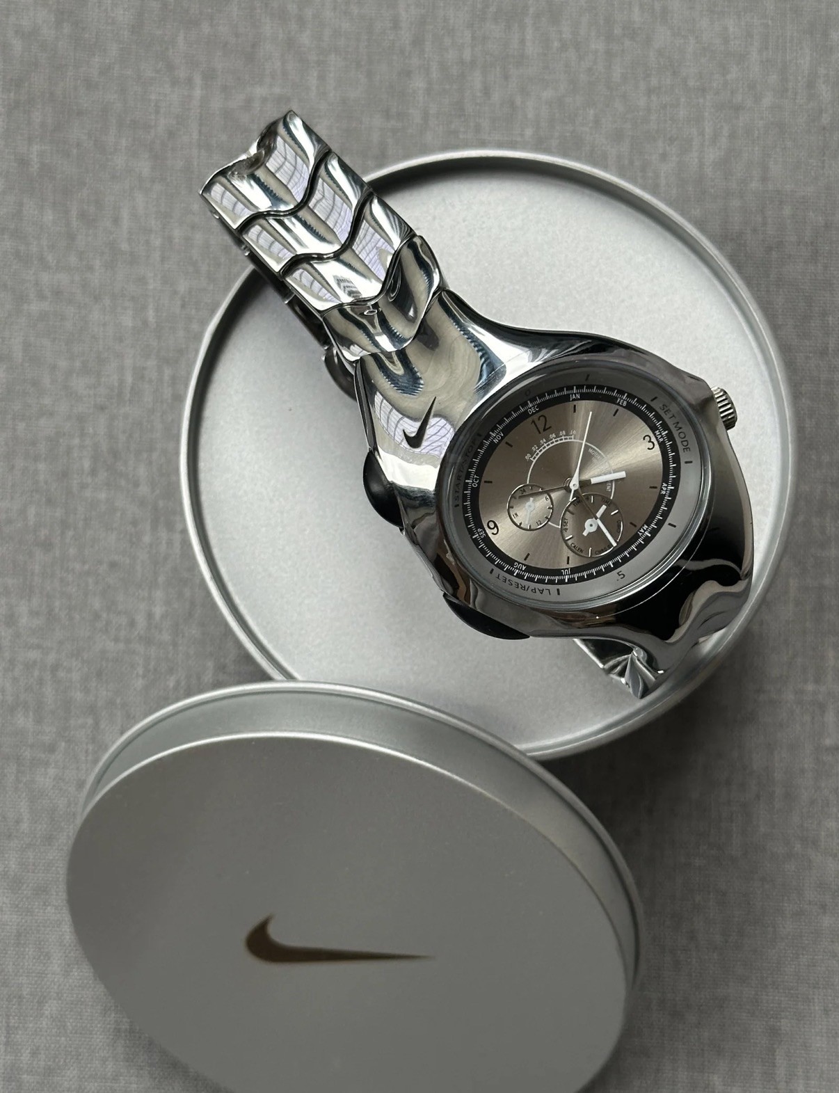 Nike Triax Chronograph Watch Silver on silver dial