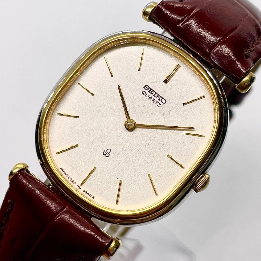 Seiko Rectangle Tank Gold 2620-5470 Quartz Watch Japan 071059