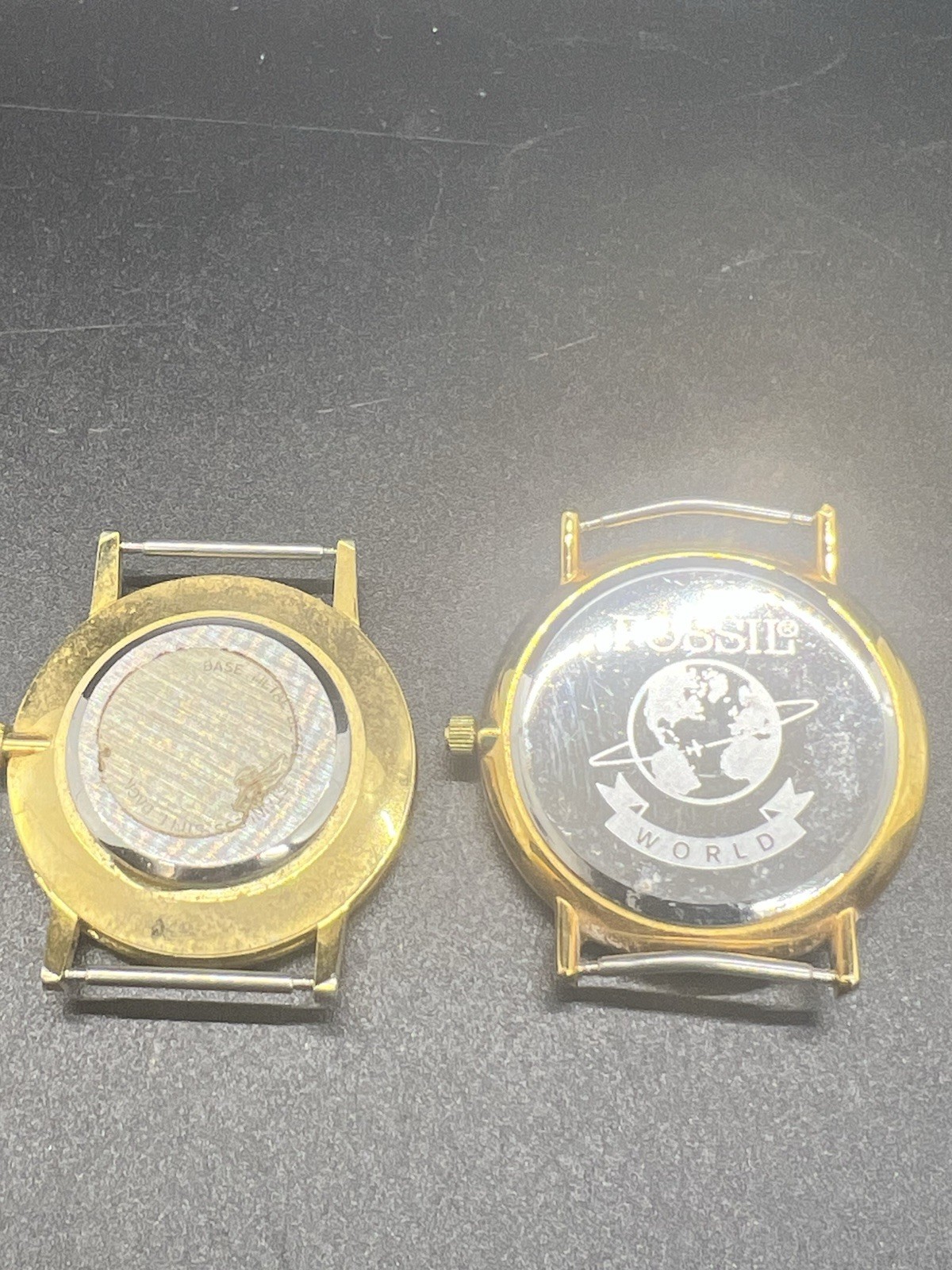 Two Vintage Watch Faces Lot- No Bands – George And Fossil -Numberless – Abalone