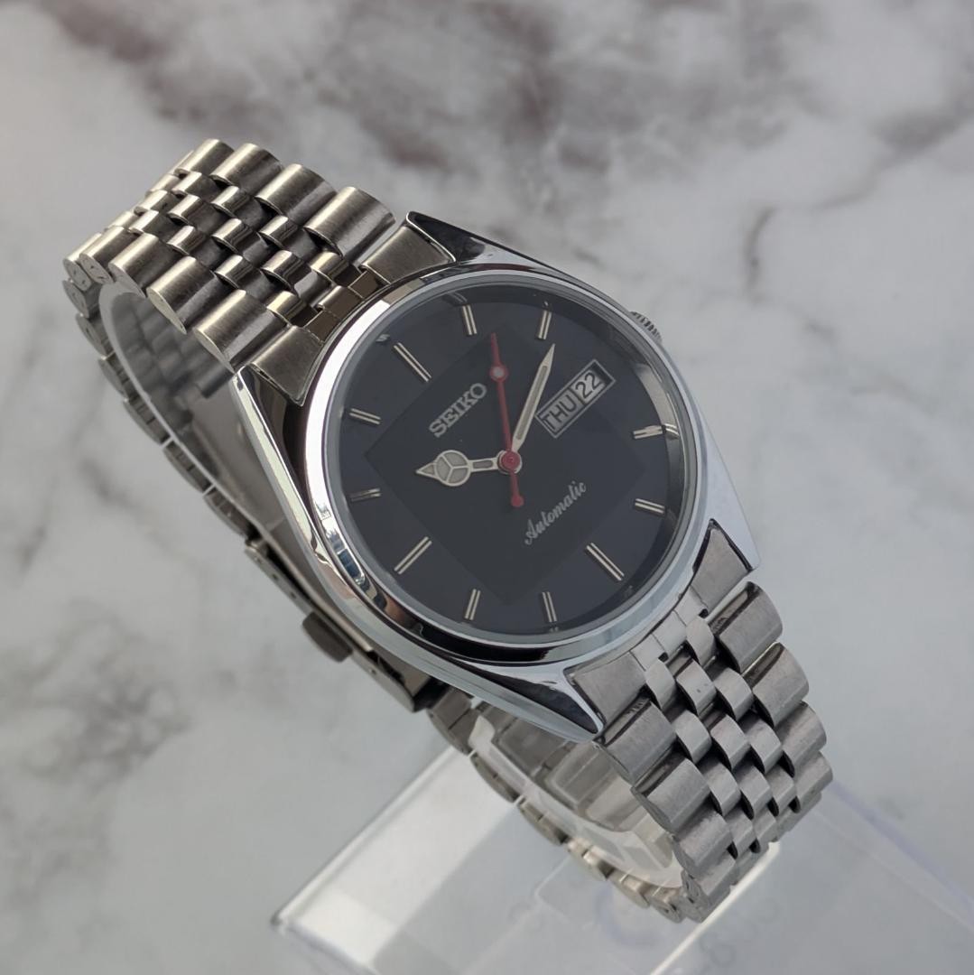SEIKO 1980-1989 Automatic Black Dial Watch 35mm Wrist 19cm From Japan