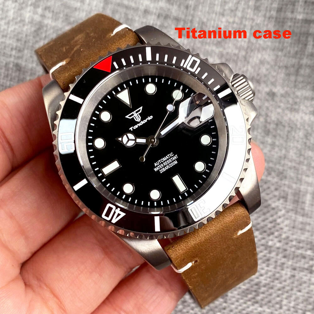 40mm Titanium Sapphire Glass Japan NH35 Automatic Mens Watch 20ATM Date Luminous