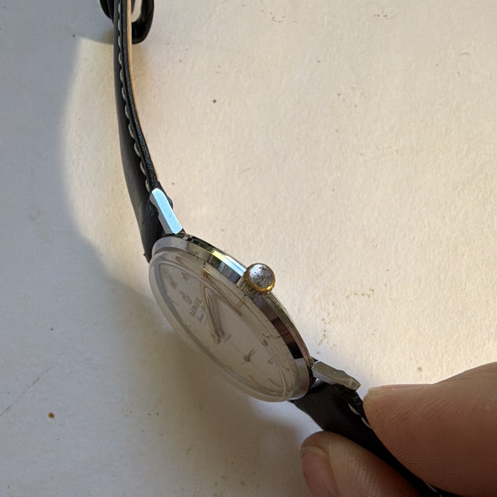 Darwil Special Flat Luxe 66 Manual Silver Dial Arabic/Stick 17J Black Leather