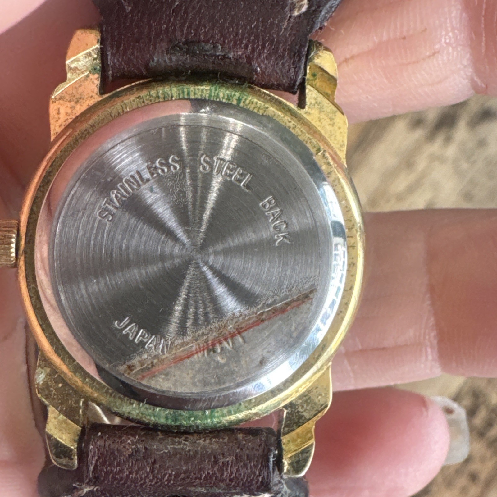 Montana Silversmiths Watch w/ Gold Scrolls On Dark Brown Leather