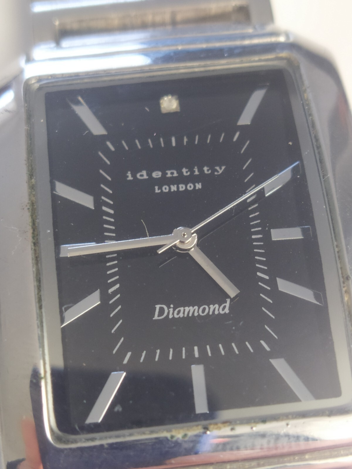 Mens Identity London Silver Tone Diamond Quartz Watch