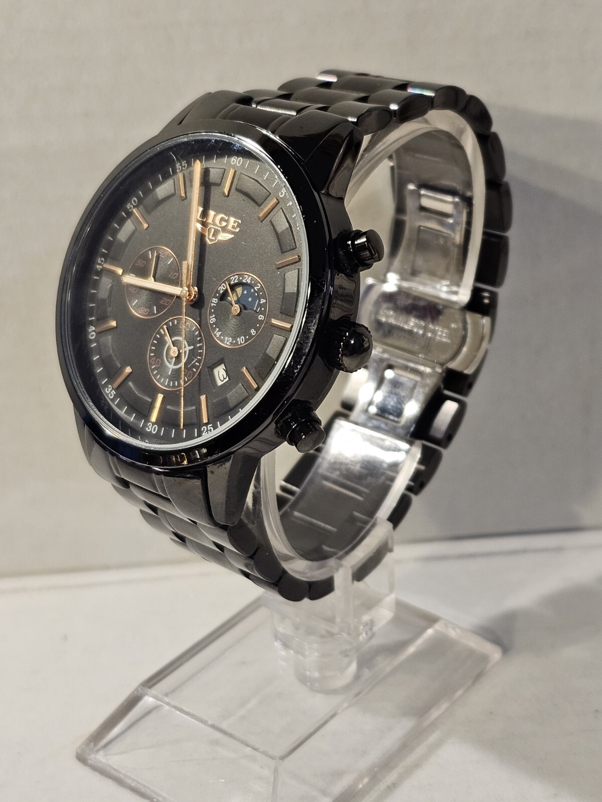 LIGE MENS WATCH “FOR DREAM” 1853 STAINLESS STEEL MOONPHASE WR CHRONOGRAPH