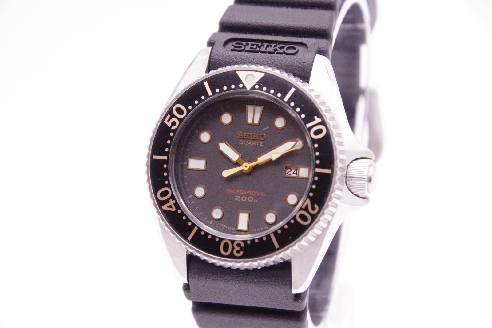 🎦Vintage 1988 [Exc+5] SEIKO 2A22-0170 Diver Black Qz 33mm Unisex Watch JAPAN