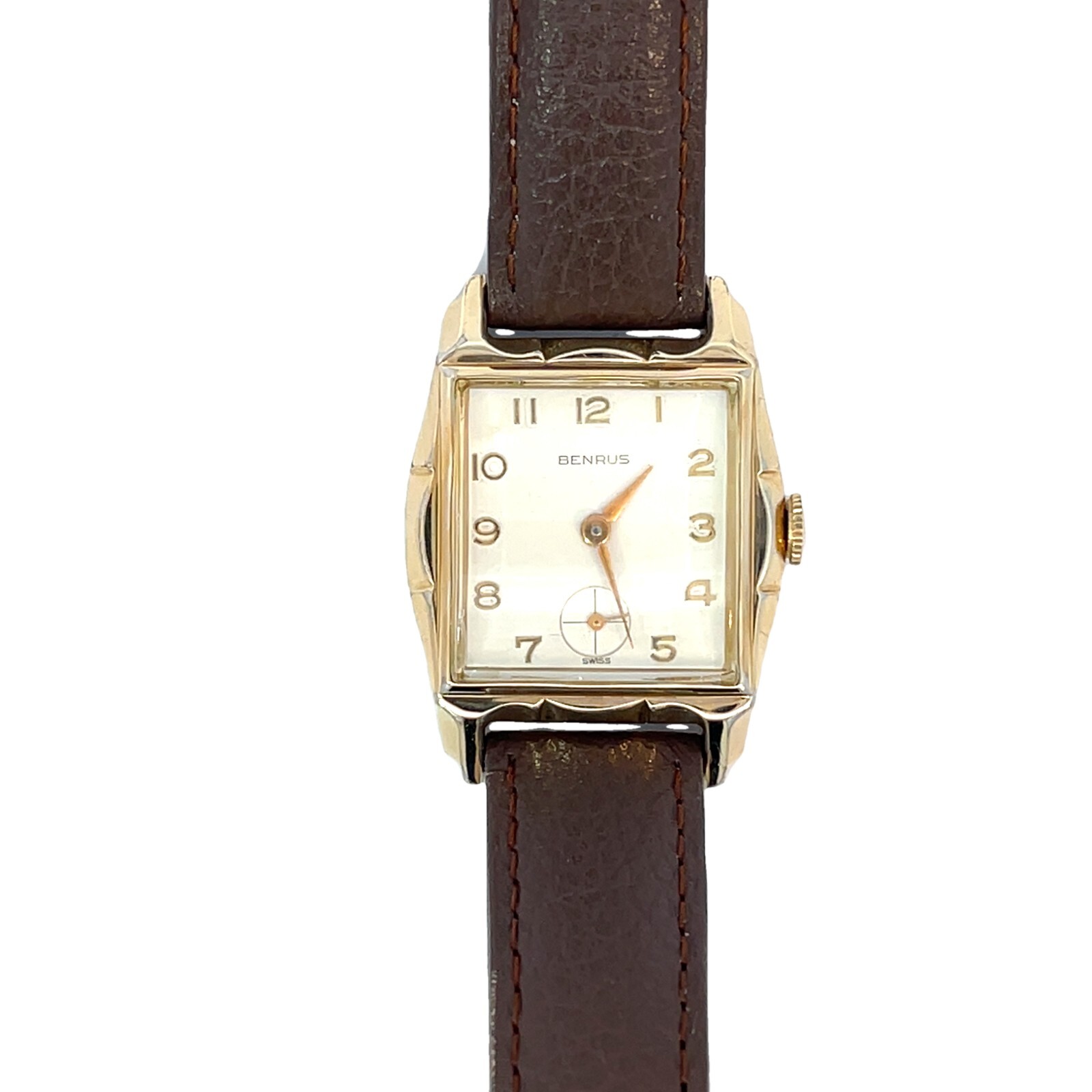 Benrus Watch Vintage 1950’s Yellow Gold Filled Tank Style Serviced Warranty