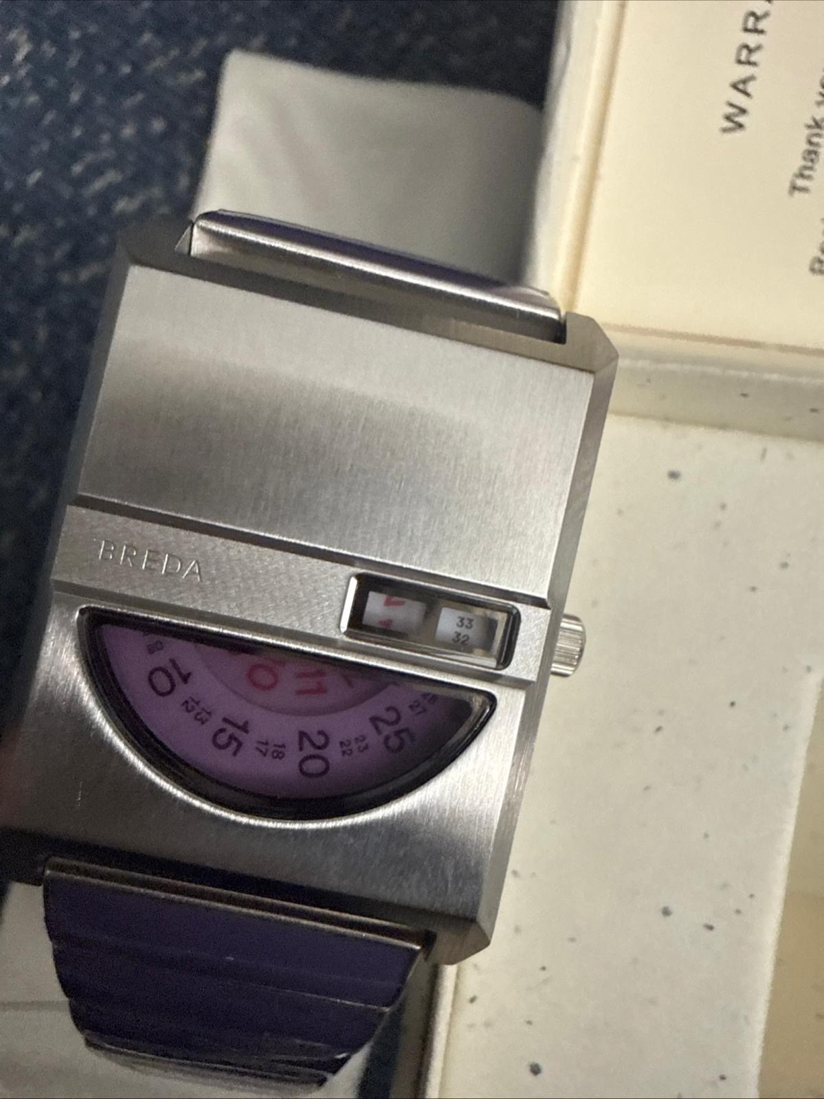 Breda Pulse Tandem Stainless Steel Bracelet Watch, 26mm light Blue/purple