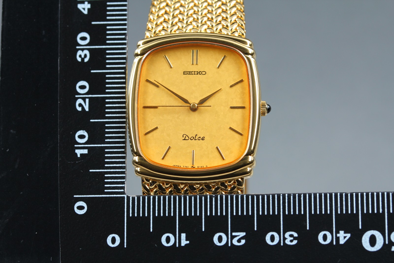 [Near MINT] SEIKO Dolce 7741-5110 26mm Gold Dial Quartz Men’s Watch From JAPAN