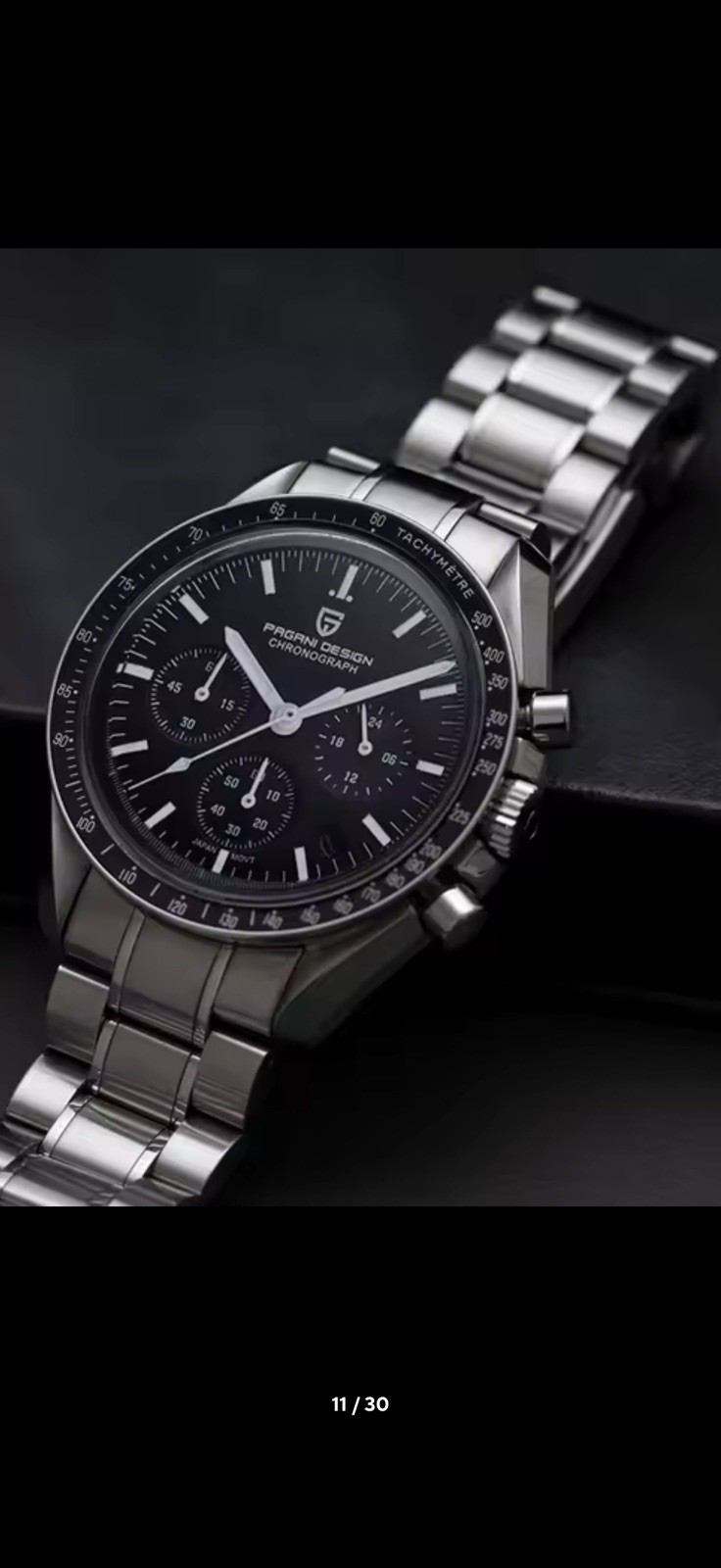 PAGANI DESIGN PD-1701 V6 Moon Watch Chronograph Black Dial Seiko New In Box