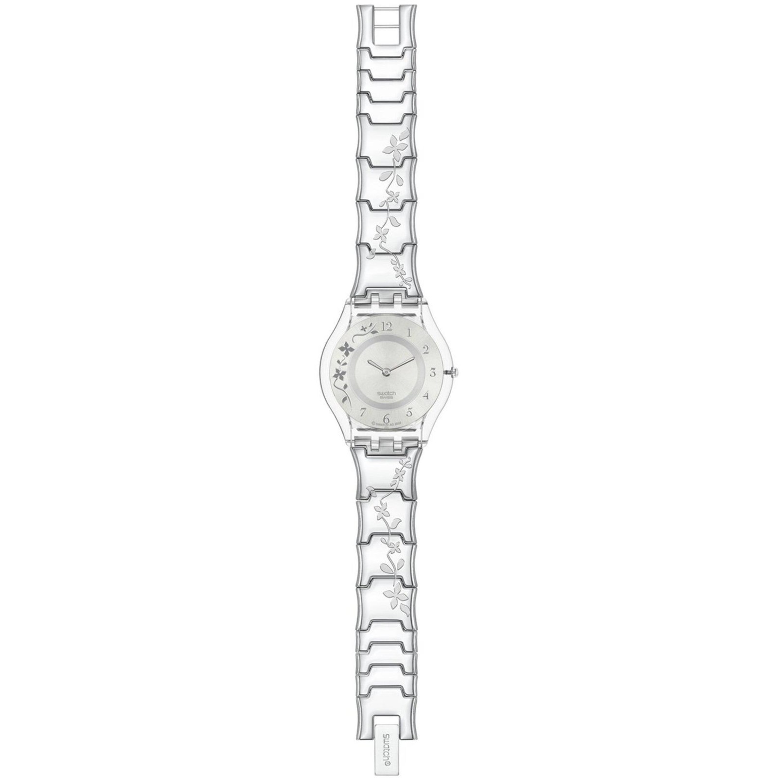 Swatch Women’s Watch Climber Flowery Silver Tone Dial Steel Bracelet SS08K100G