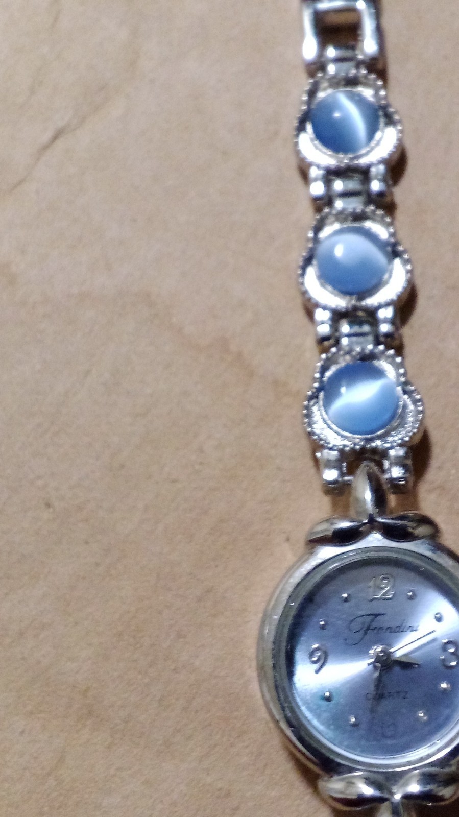 Fondini Quartz Analog Wristwatch Silver Blue Metal Bracelet Dress Formal