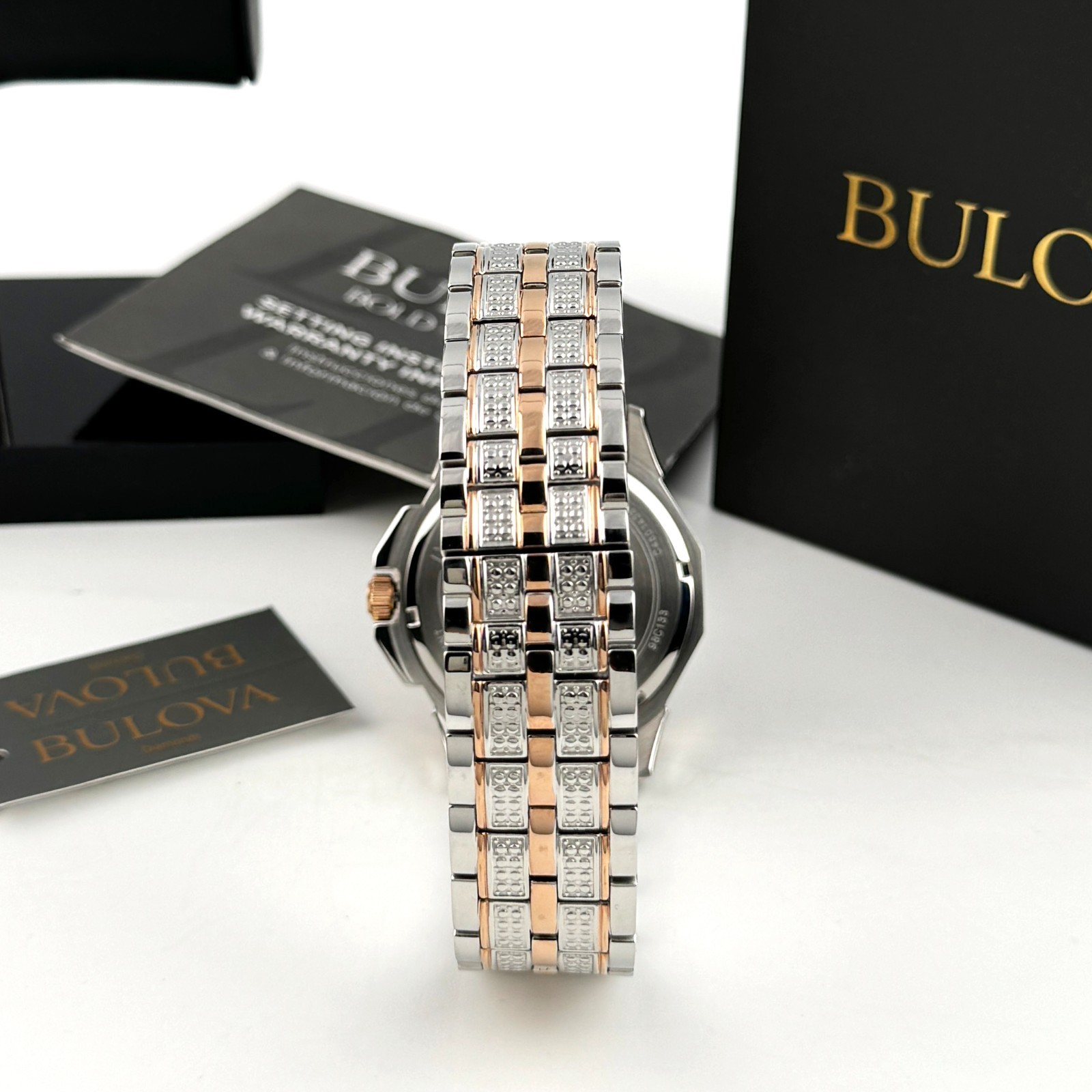 Bulova Octava Crystal 98C133 Rose Gold Dial Quartz Stainless Steel Men’s Watch