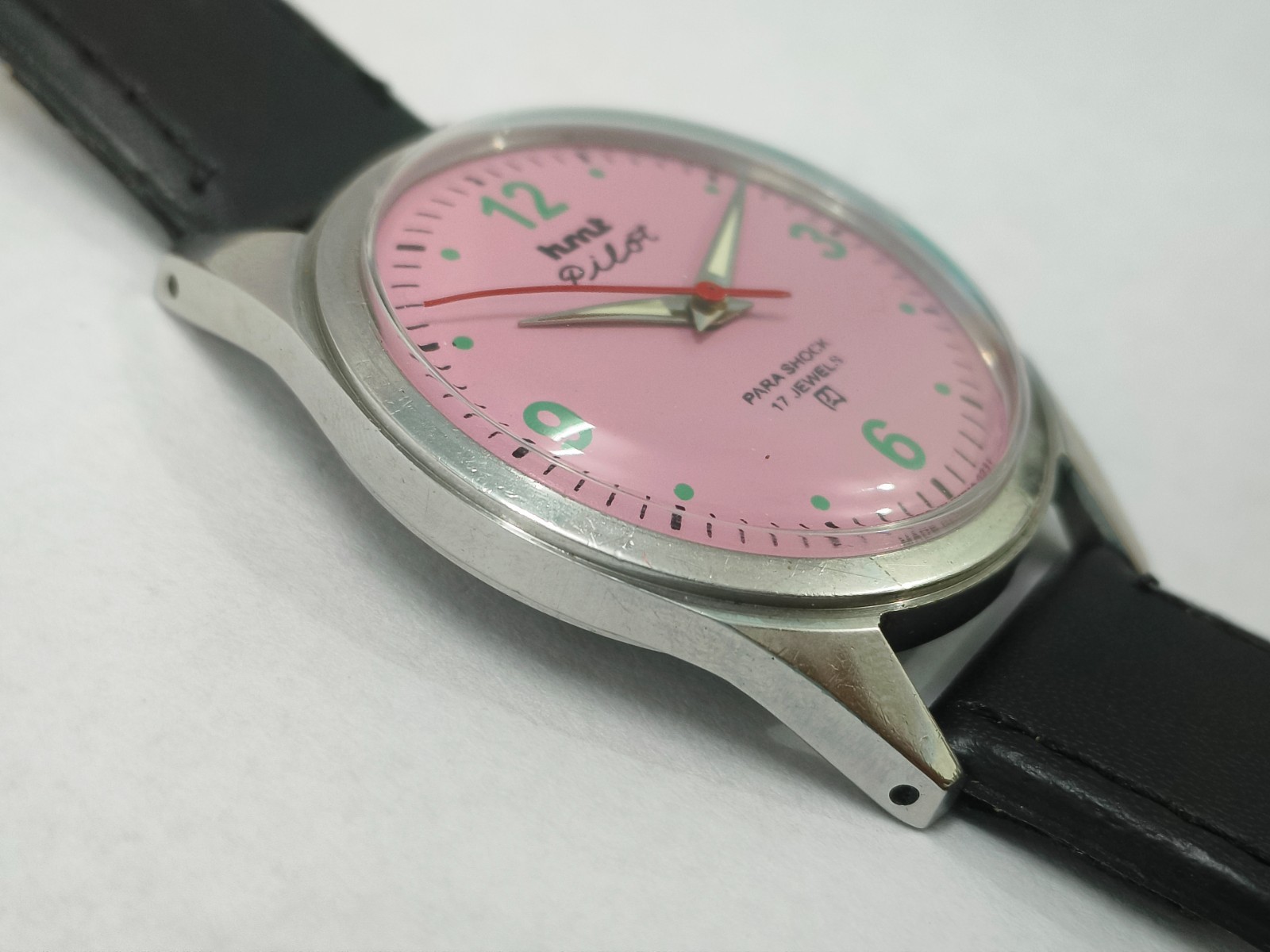 Vintage HMT Pilot Pink 17 Jewels Mechanical Hand Winding Men’s Wrist Watch