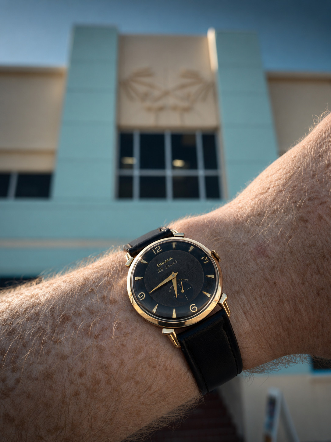 1958 Bulova Cal. 10BP 23 Jewels Manual Wind Black Textured Dial 10K RGP