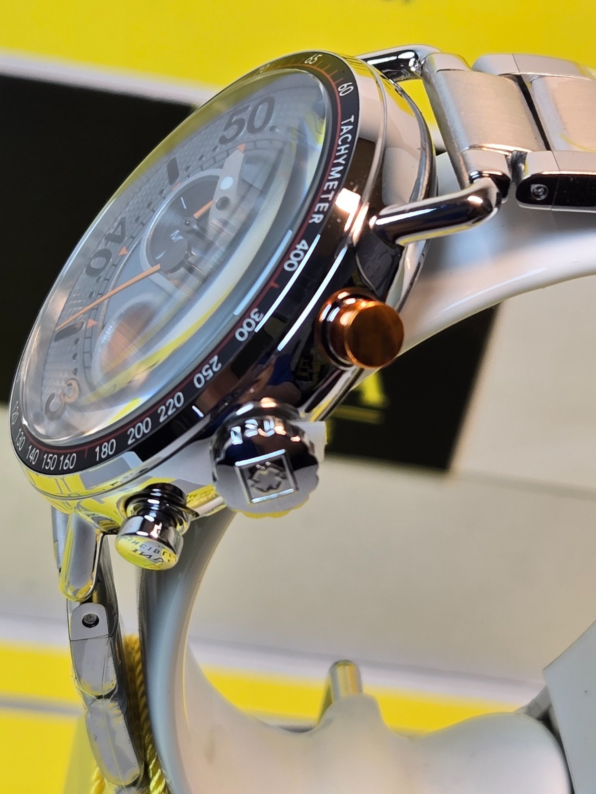 Invicta Speedway GearShift Men’s Watch Quartz 44mm, Steel w/ Orange & Black Dial