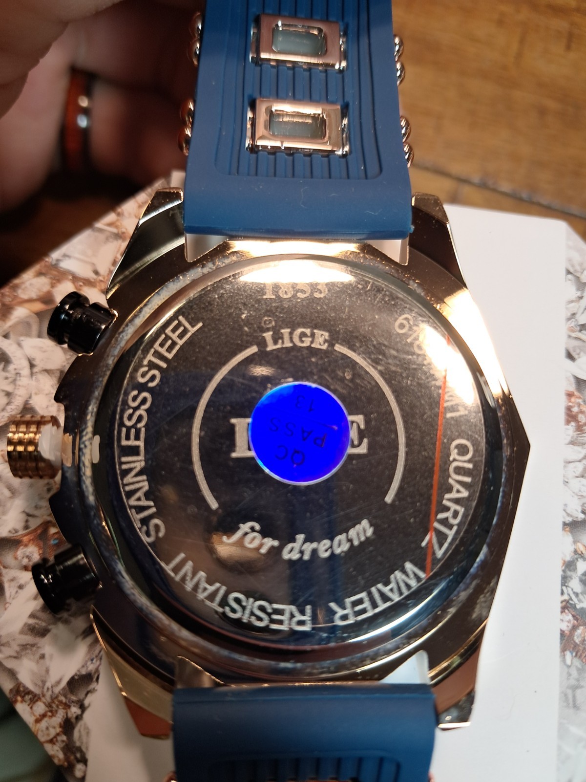 LIGE 1853 Dream Men’s Watch Chronograph Quartz Blue Band New