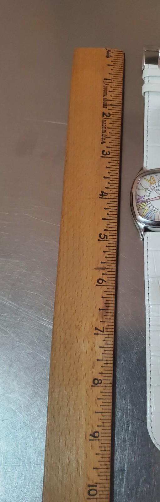 HONORA Women’s Watch Analog Quartz Date Multicolor Indices White Leather 36 mm