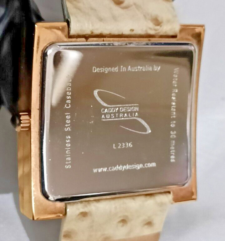 Rare Vintage CADDY DESIGN Australia Ladies Square Leather Watch – VGC/Working