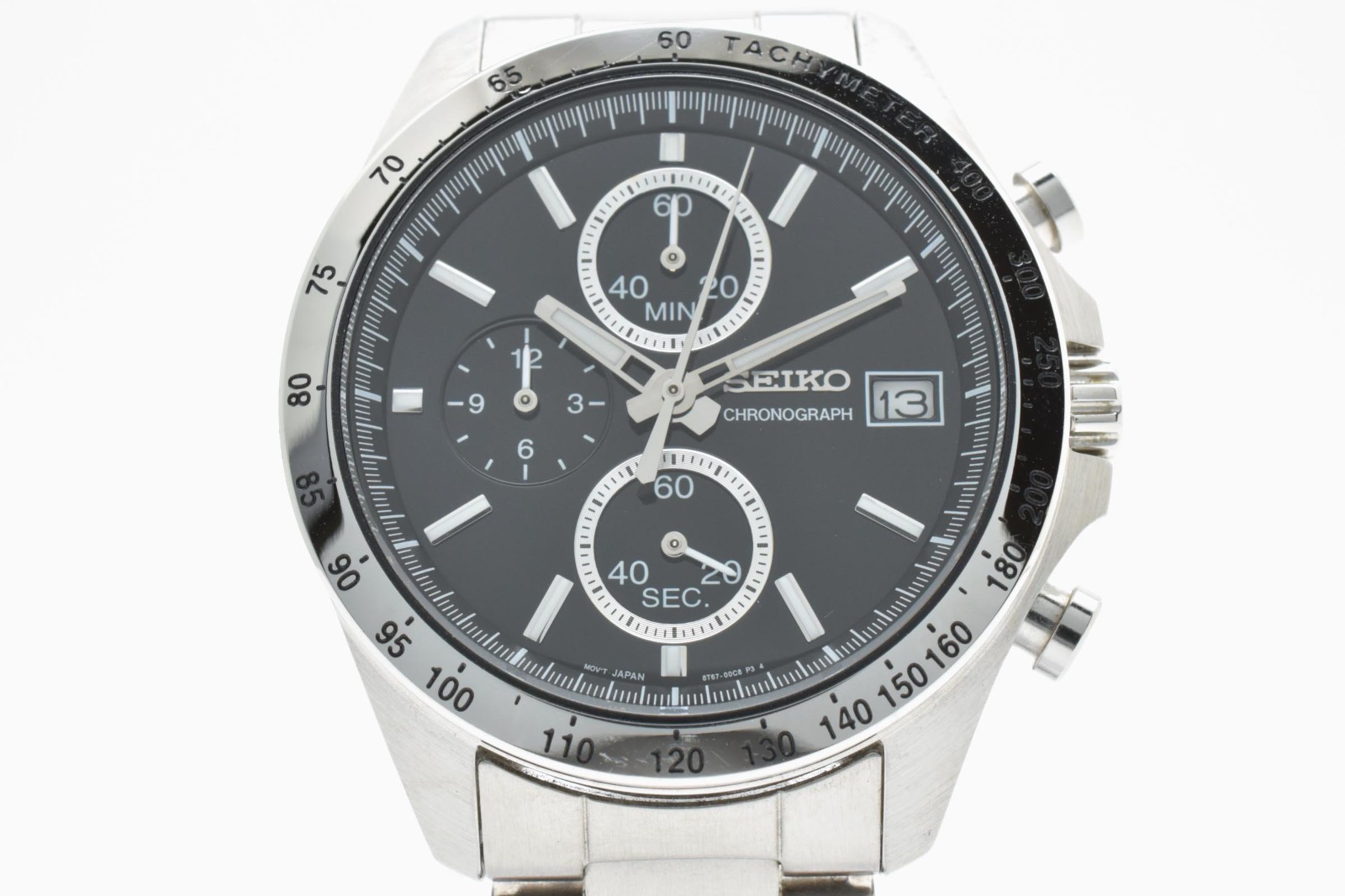 [N Mint] Seiko Chronograph 8T67-00C0 Black Dial Quartz 43mm Men’s Watch Japan