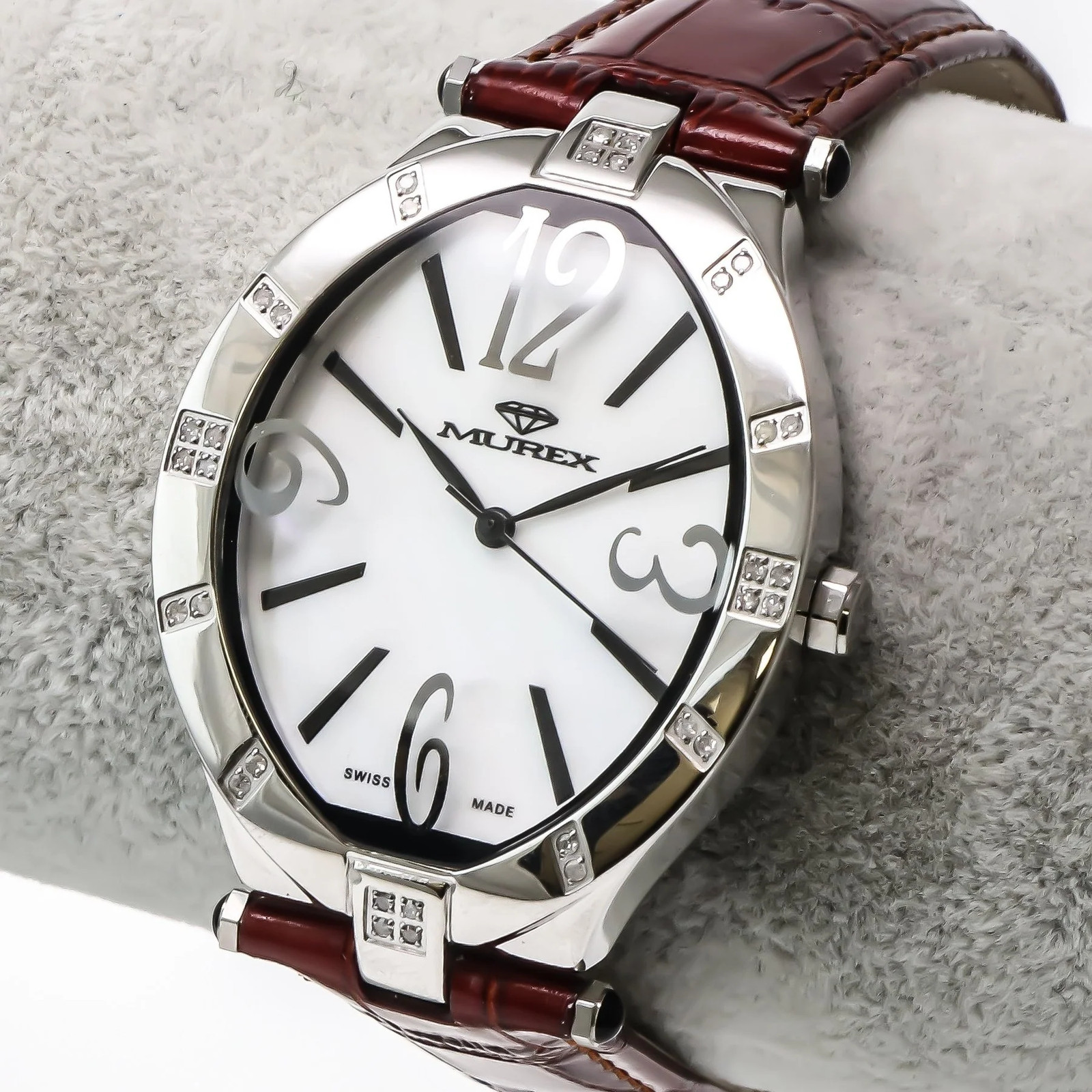 Murex – Swiss Diamond Watch – Red Strap – RSL815-SL-D-7 Swiss Quartz 34 x 41 mm