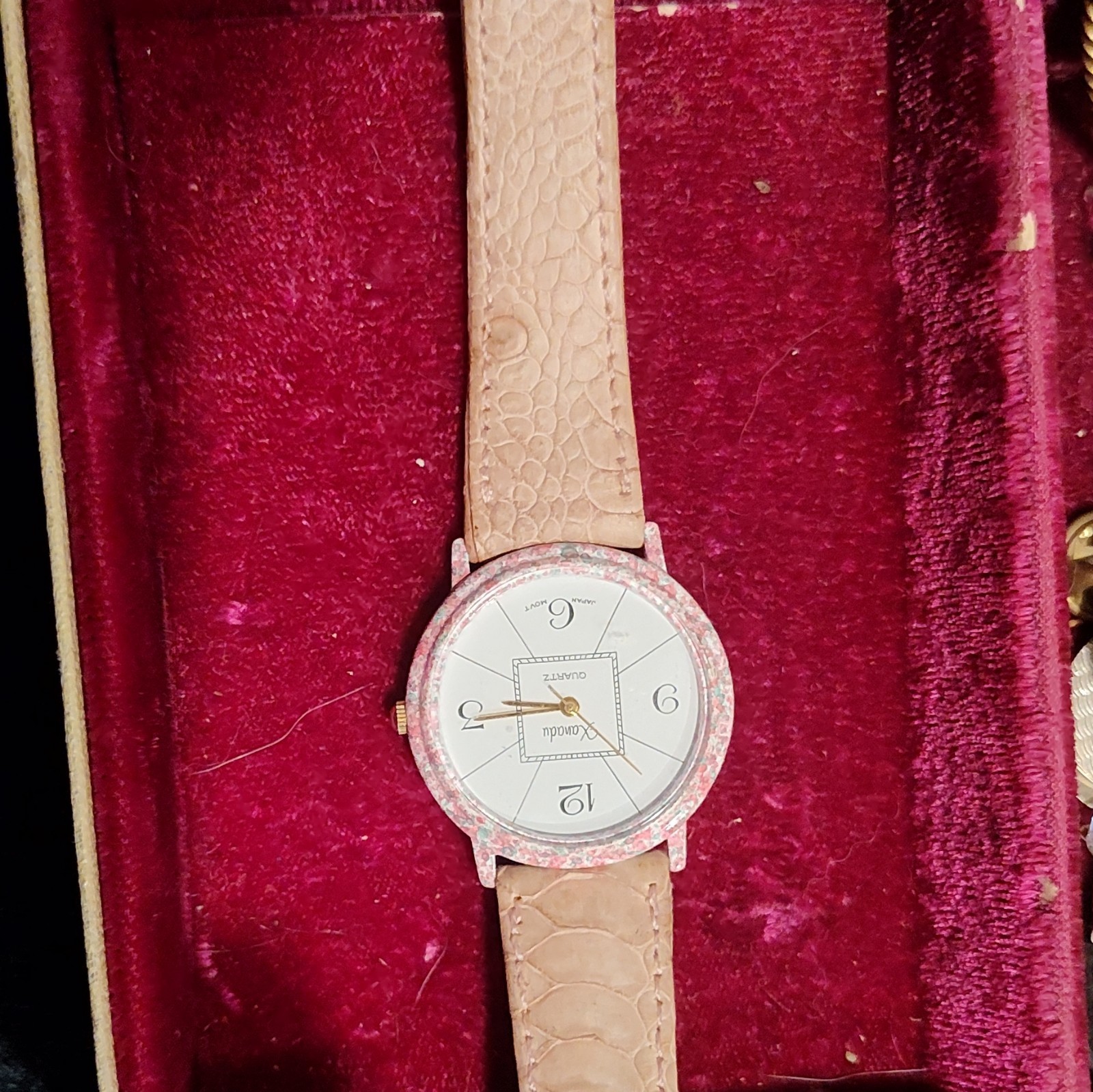 Xanadu Quartz Womens Watch 25mm Multicolor Case White Dial Beige Leather