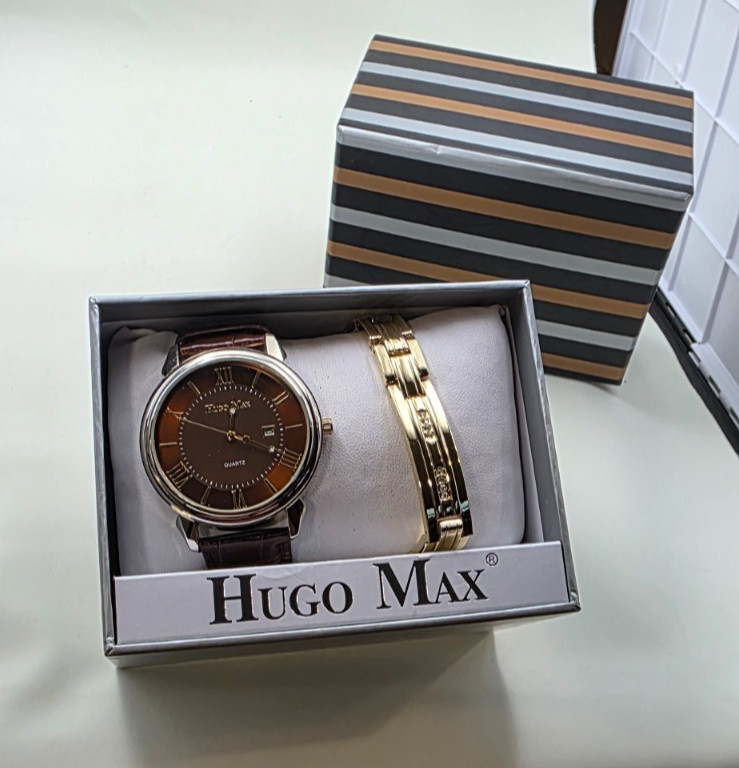 Hugo Max HM1008 Men’s Watch & Bracelet Gift Set – New Battery, Box & Papers