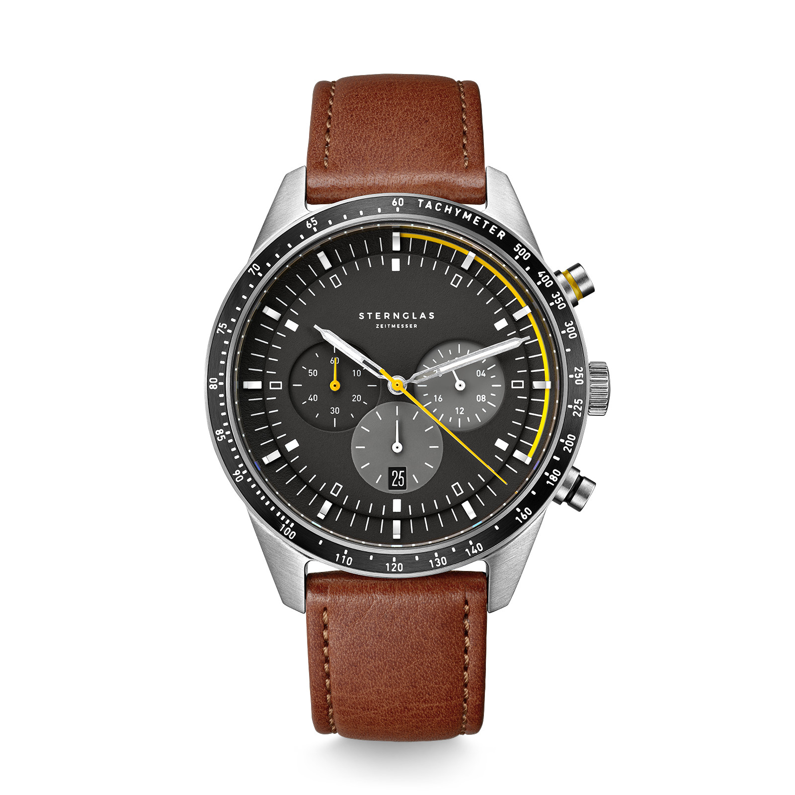 STERNGLAS Tachymeter 1.0 Black Chronograph 42mm + Milanese & 4 extra straps