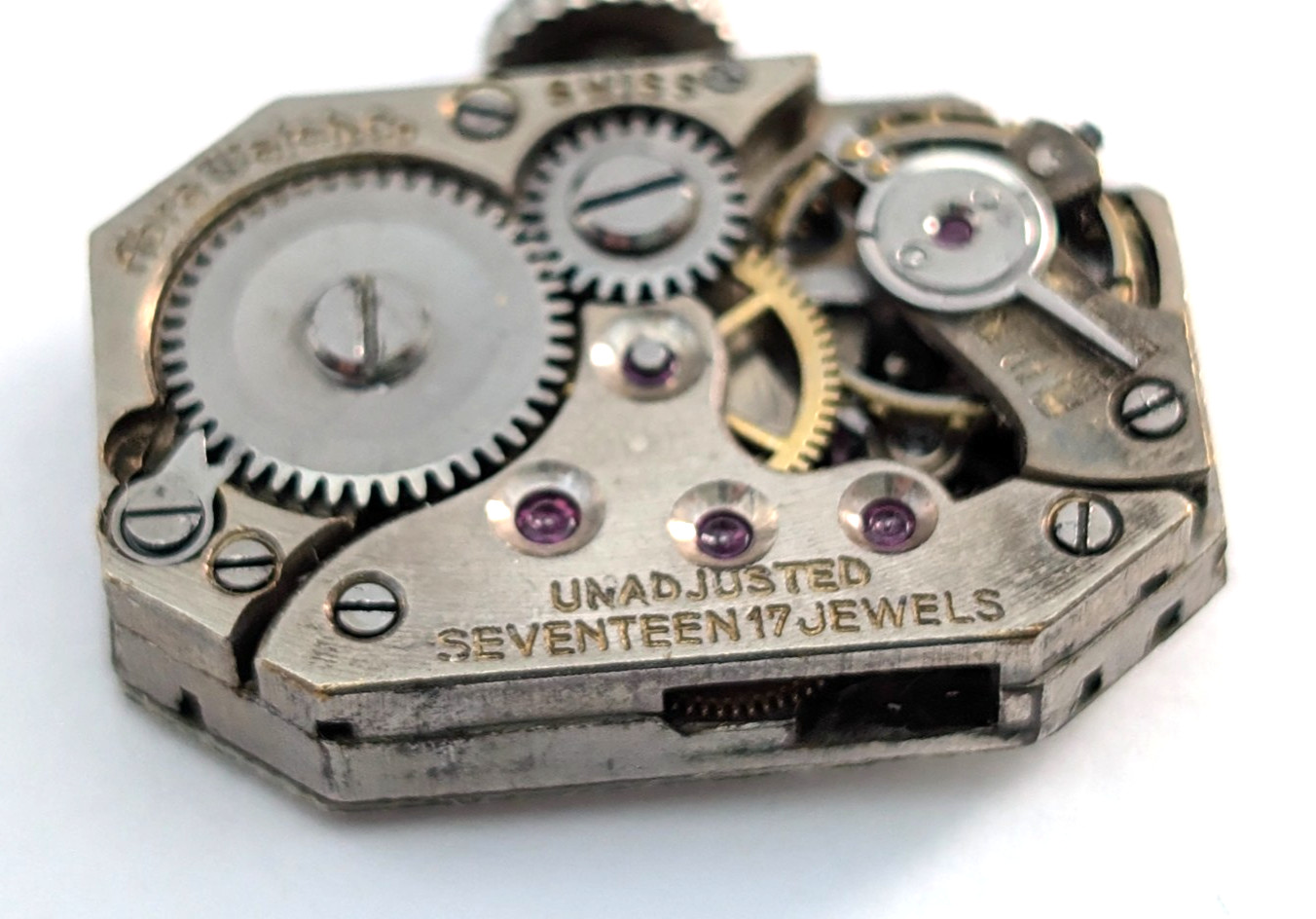 Antique ABRA 17 Jewels Art Deco Ladies 13mm Swiss Watch Movement PARTS or REPAIR