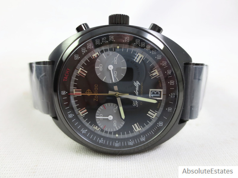 NEW Zodiac Grandrallly Quartz Black Stainless Steel Mens Watch ZO9608 NWT