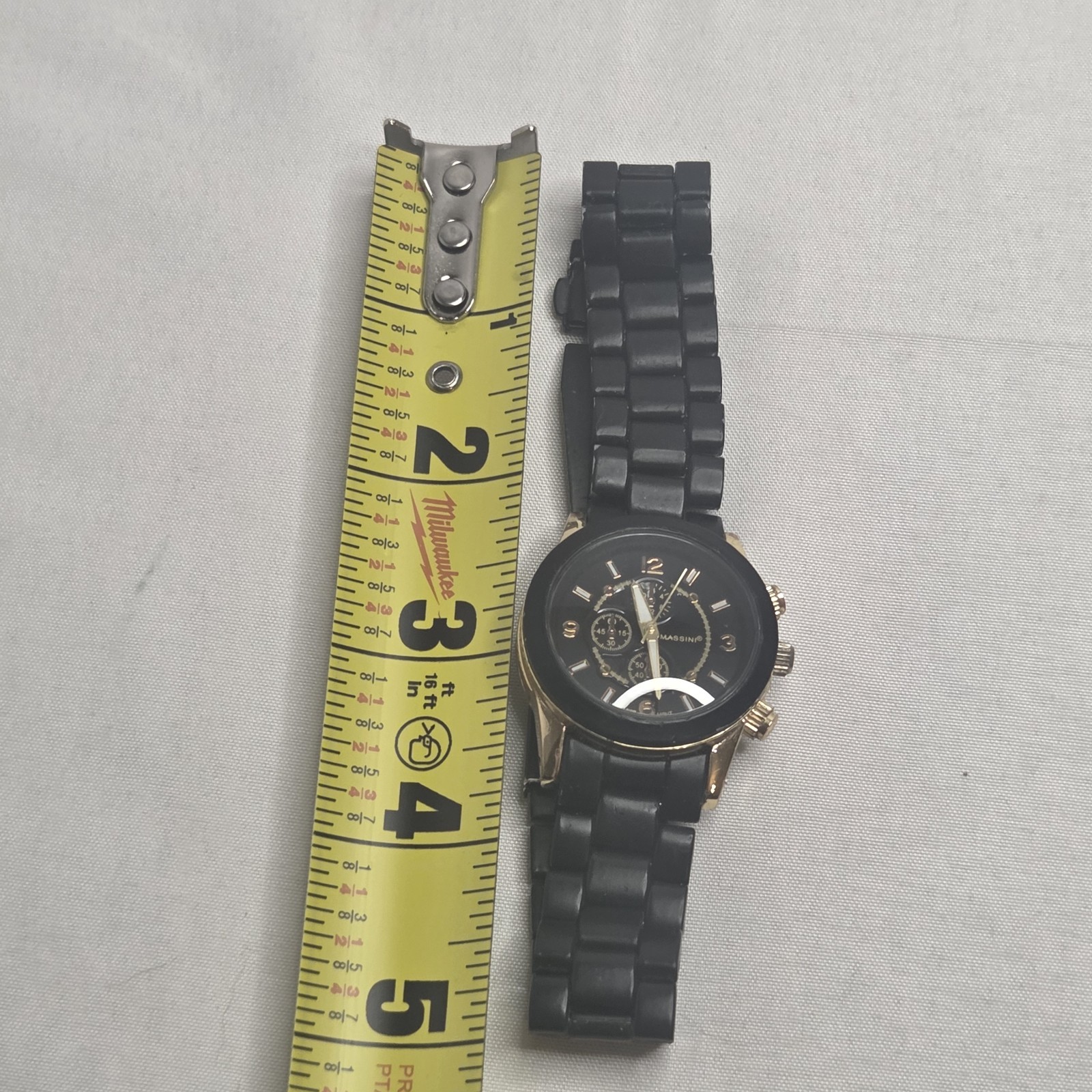 Massini Black & Gold Tone Chronograph Style Quartz Men Wristwatch Sport WORKS
