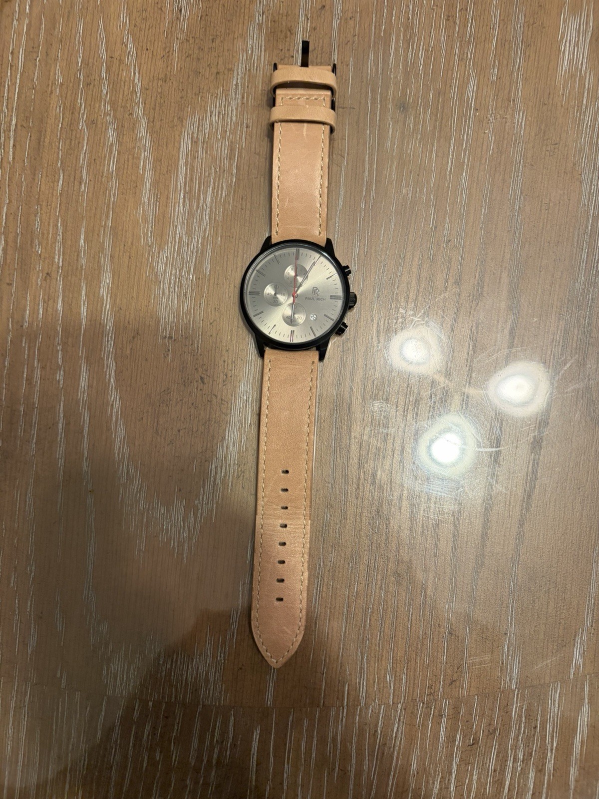 Paul Rich PR11-M Quartz Chronograph Date Gray Dial Black Steel Beige Strap