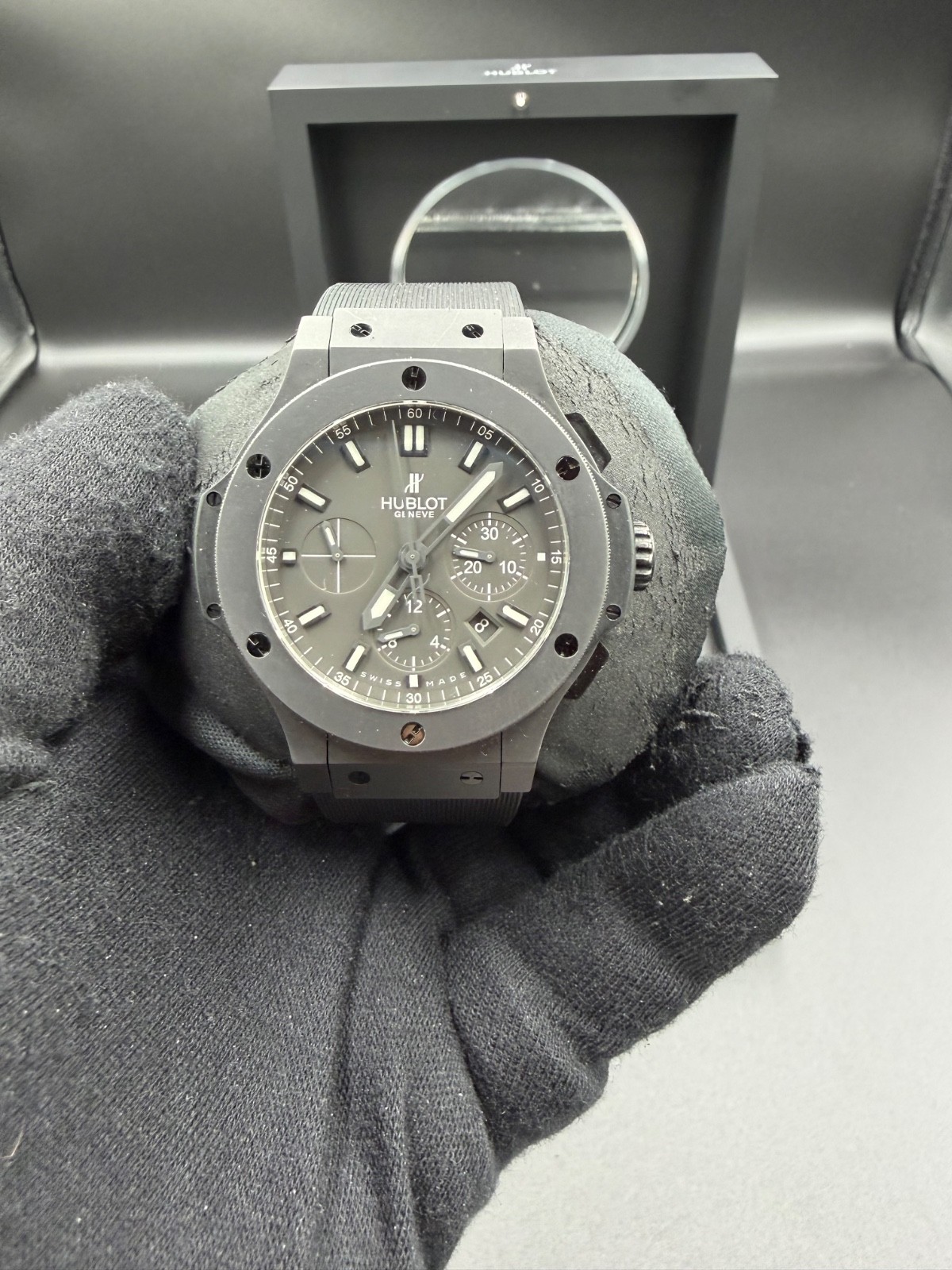 Hublot Big Bang Ice Bang Chrono Black/Black rubber strap w/Box