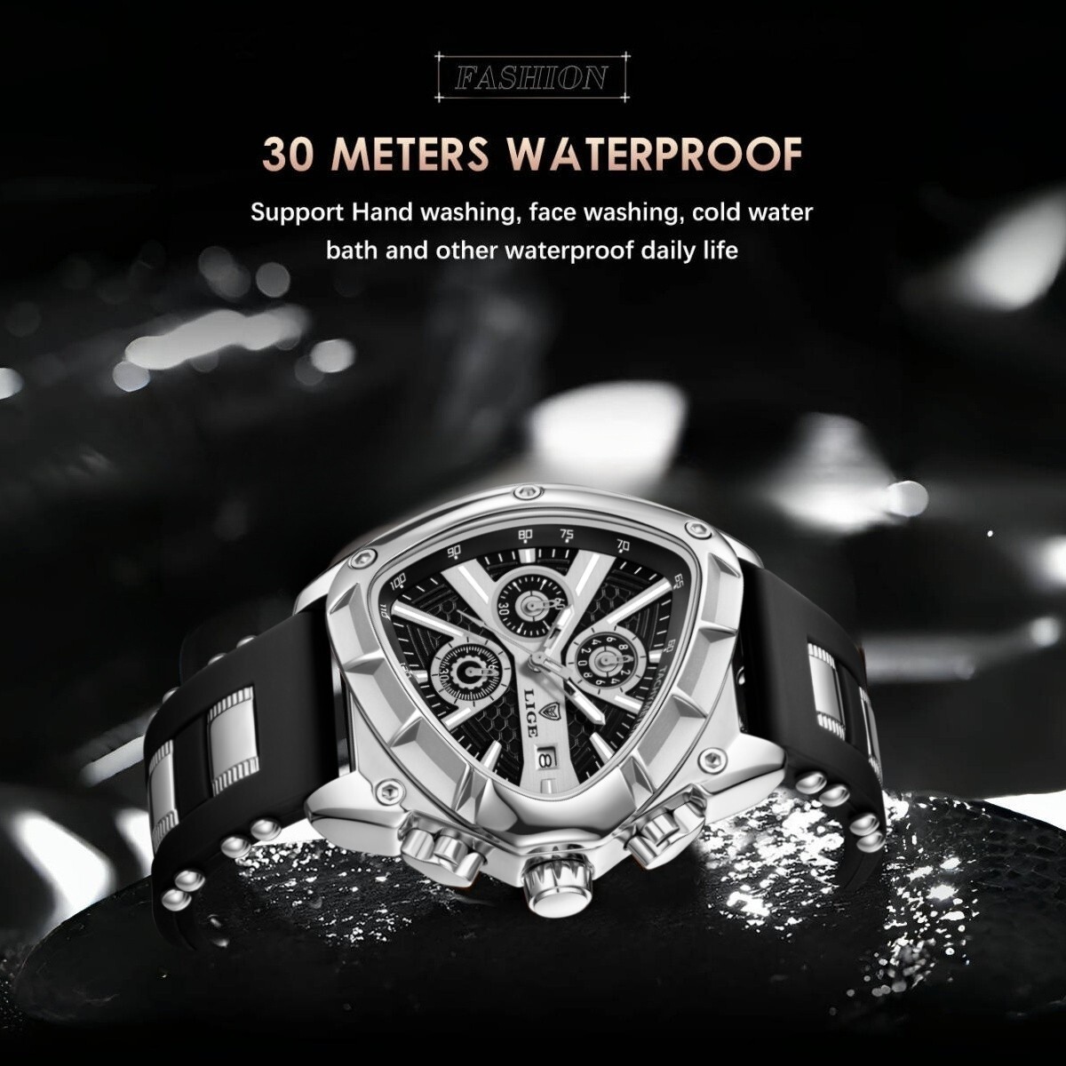 LIGE Men’s Watch Quartz Sport Date Chronograph Waterproof Luxury Man Wristwatch