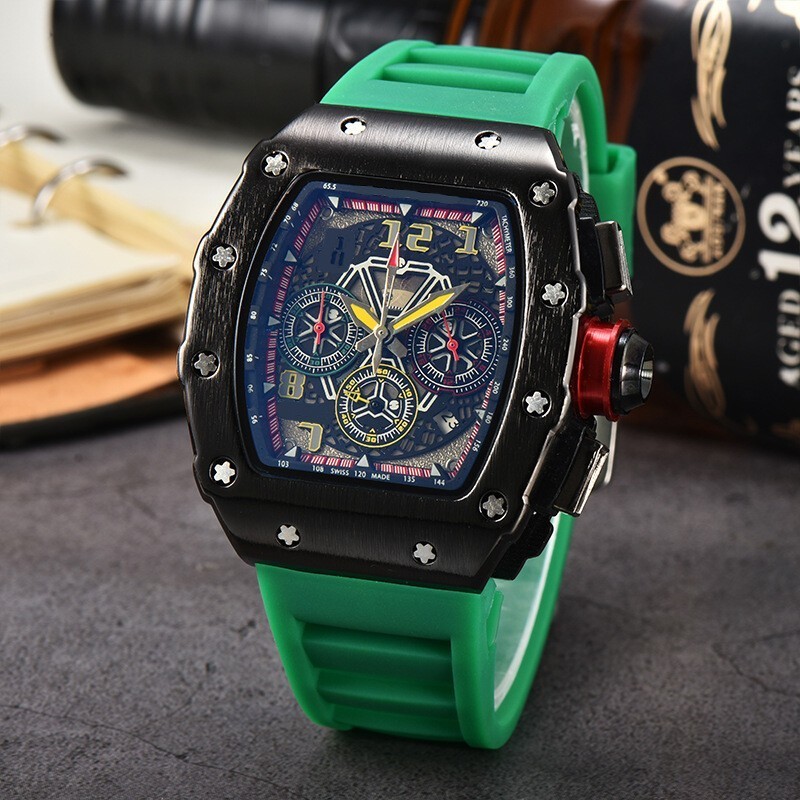 Richard Technolo Quartz Men’s Barrel-Shaped Fashion Hollow Calendar Watch