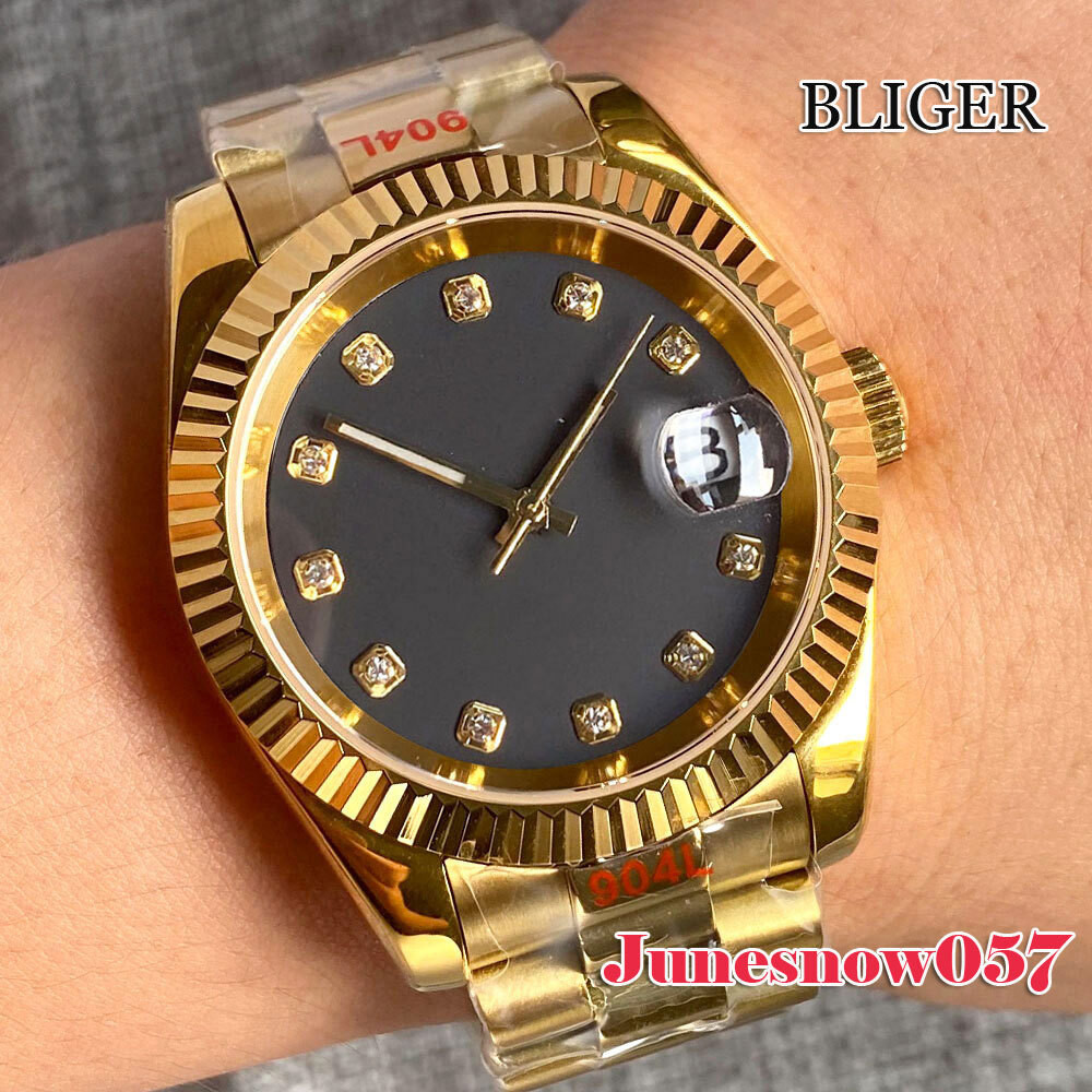 Bliger 36MM/39MM Watch NH35A Automatic For Men’s Sapphire Glass Gold Bracelet