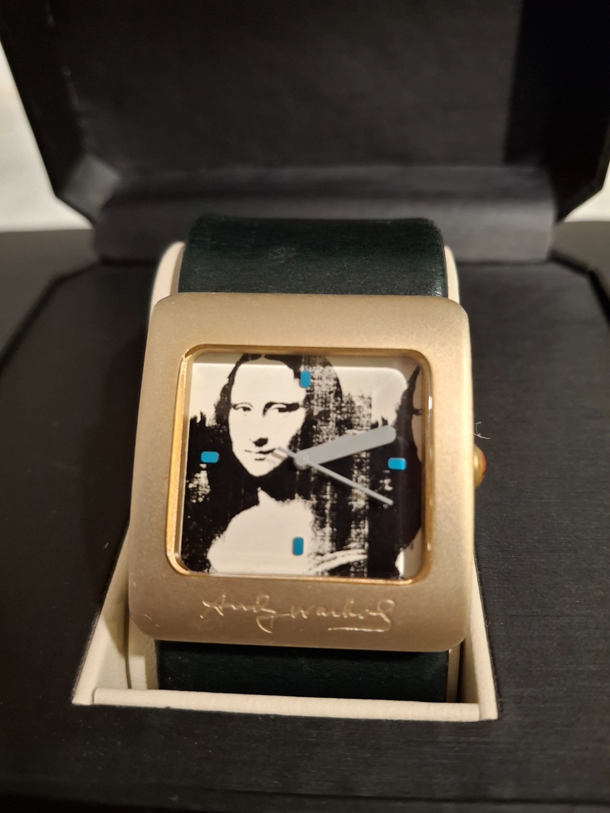 Andy Warhol Mona Lisa Art Watch Quartz Leather Strap Pop Art Rare Unisex