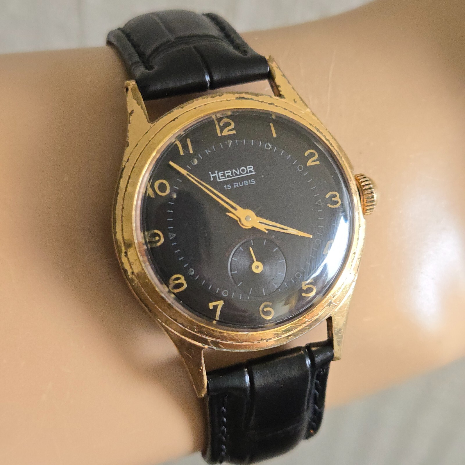 Vintage HERNOR men’s manual winding watch cal.Cupillard 233 15RUBIS swiss 1930s
