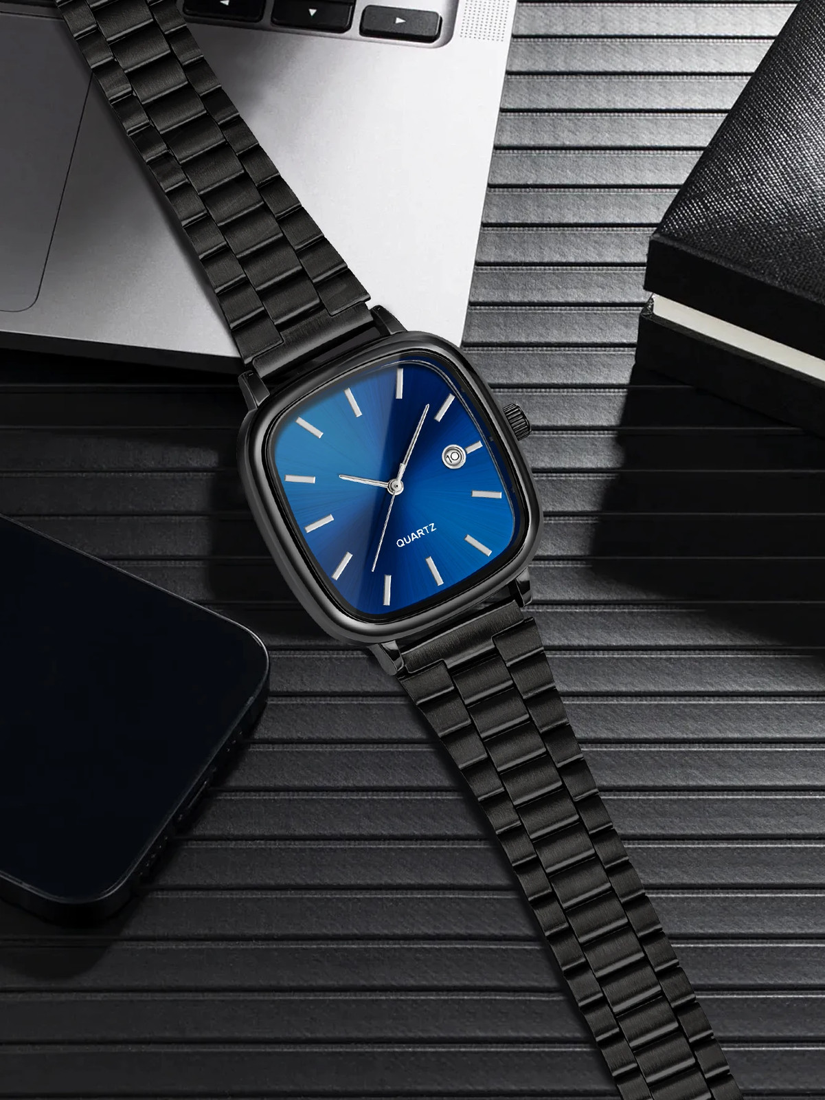 Modern minimalist square watch Business mens metal watch stainless