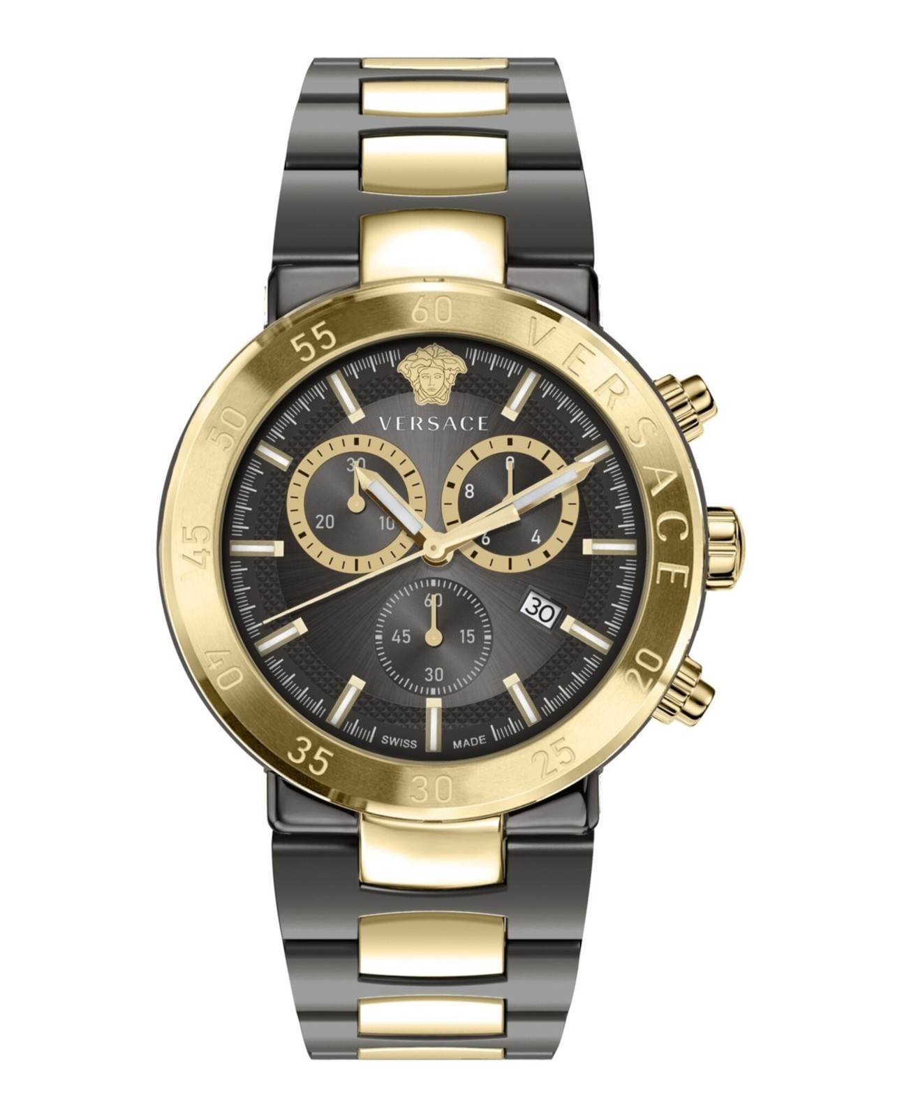 Versace Mens Two Tone 43mm Bracelet Fashion Watch